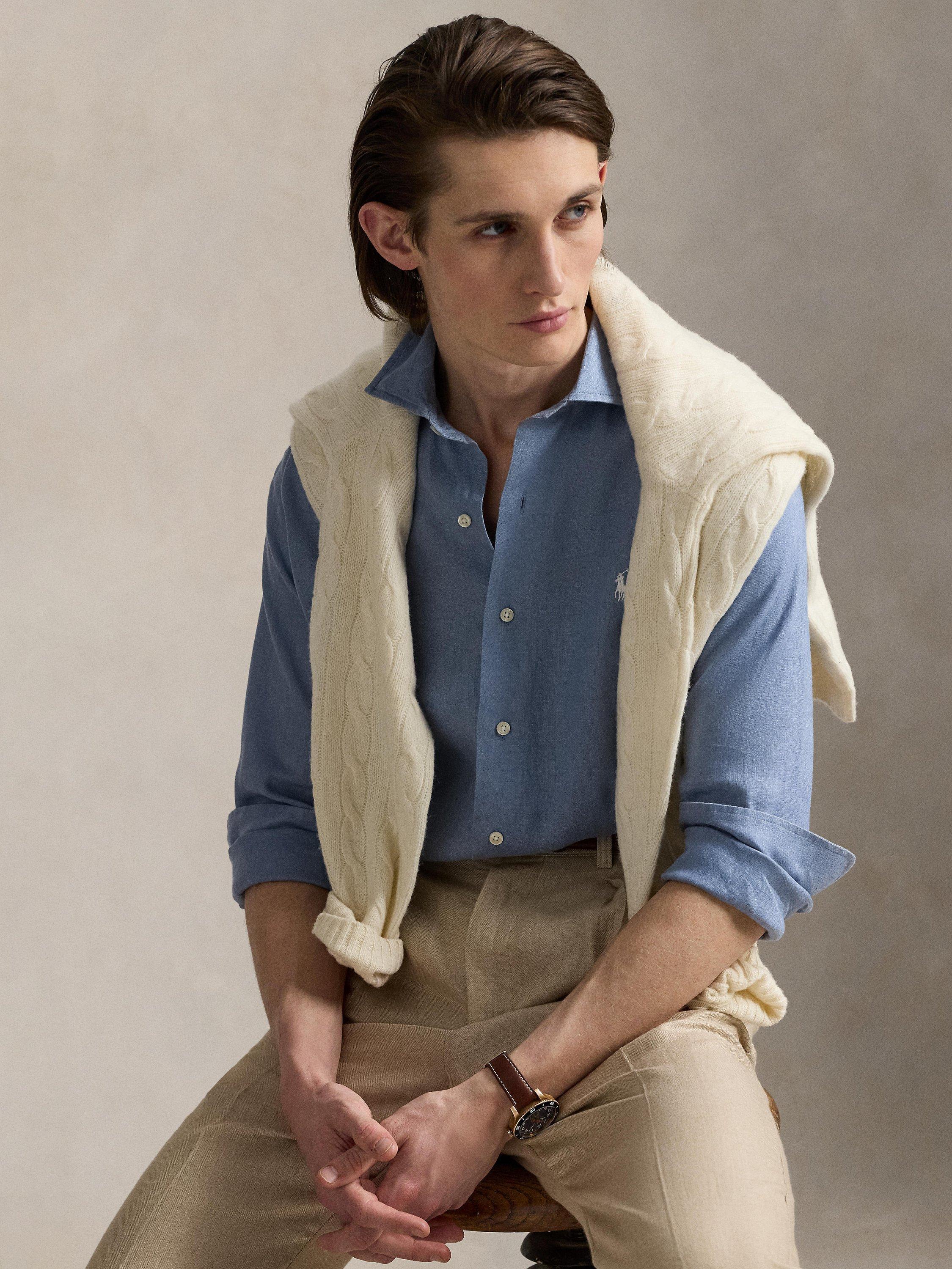 Product image 3 of 6, which shows Ralph Lauren Polo Pony Linen Shirt, Channel Blue, S