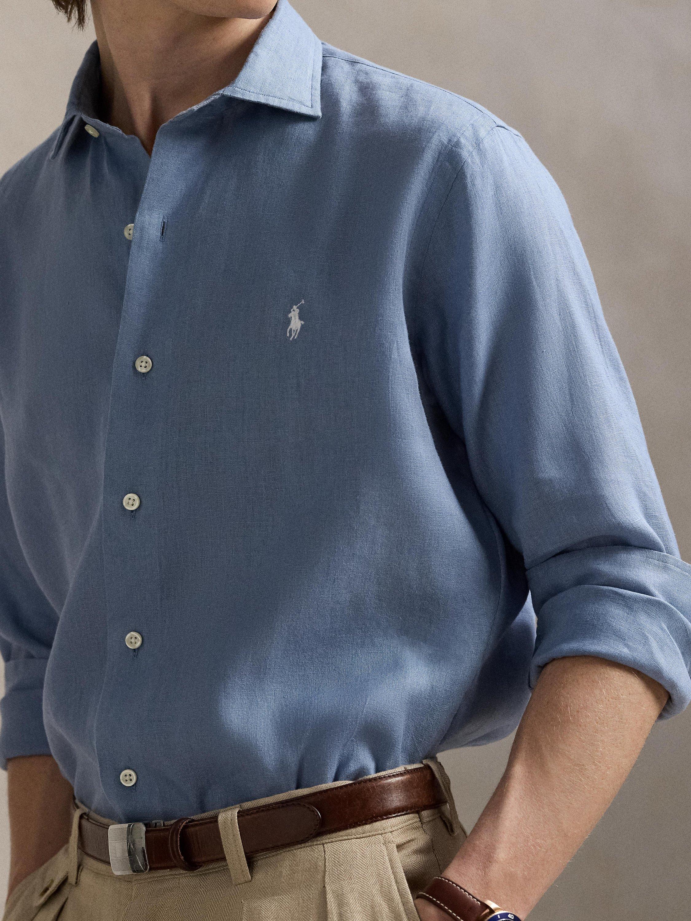 Product image 4 of 6, which shows Ralph Lauren Polo Pony Linen Shirt, Channel Blue, S
