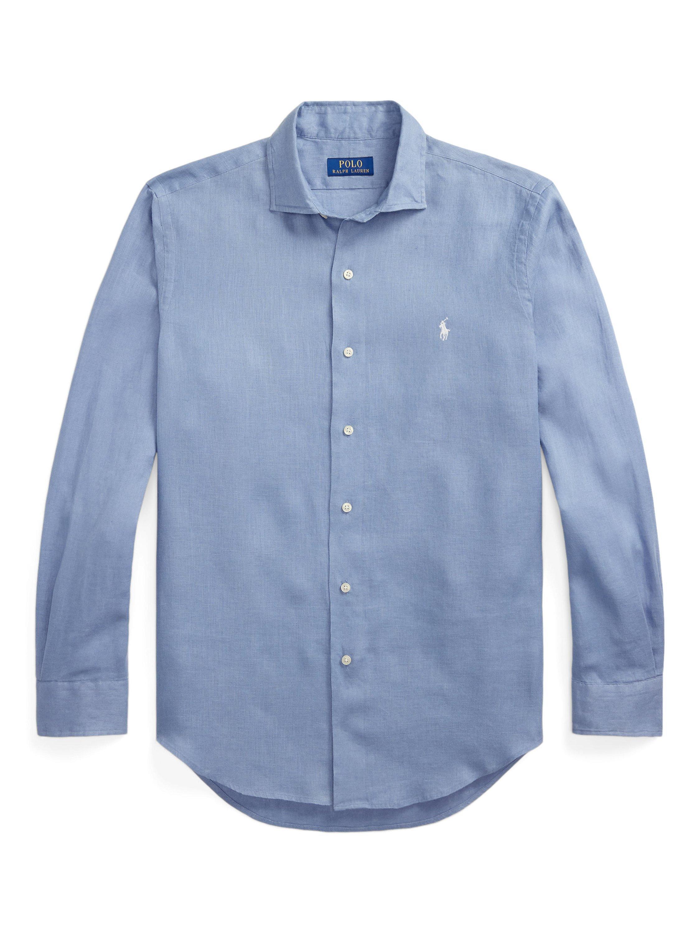 Product image 6 of 6, which shows Ralph Lauren Polo Pony Linen Shirt, Channel Blue, S