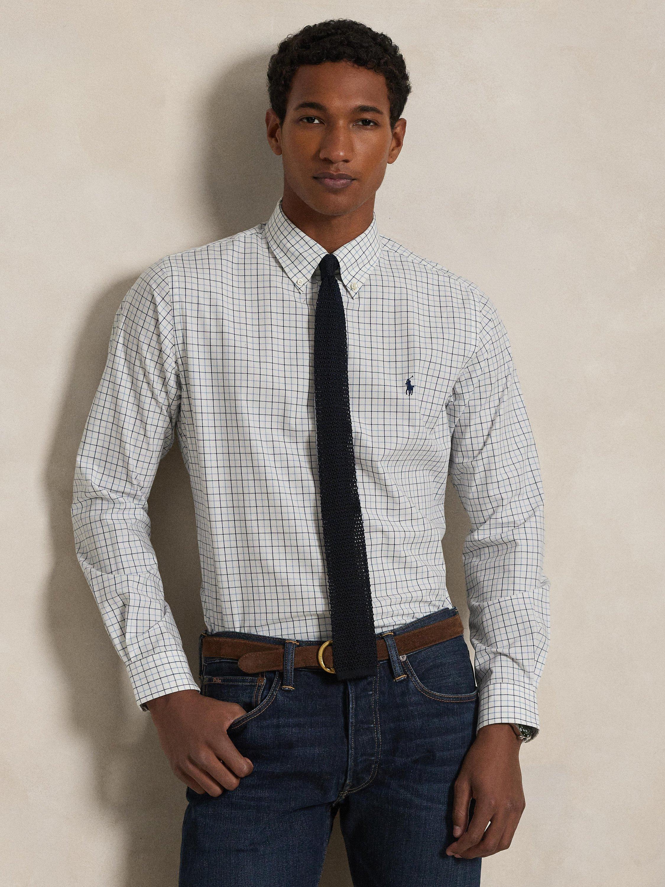 Product image 1 of 5, which shows Polo Ralph Lauren Cotton Blend Regular Fit Check Shirt, Nevis Blue Multi, S