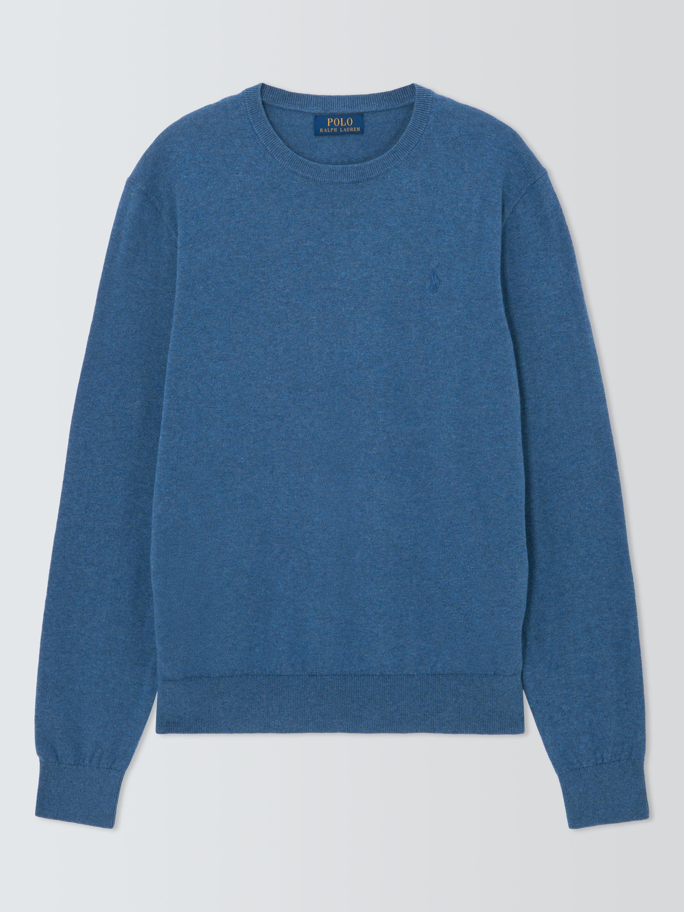 Product image 1 of 1, which shows Polo Ralph Lauren Fine-Gauge Cotton Cashmere Blend Crew Neck Sweater, Blue, S