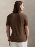 Polo Ralph Lauren Cotton Linen Blend Regular Fit Short Sleeve Knitted Shirt, Fall Brown