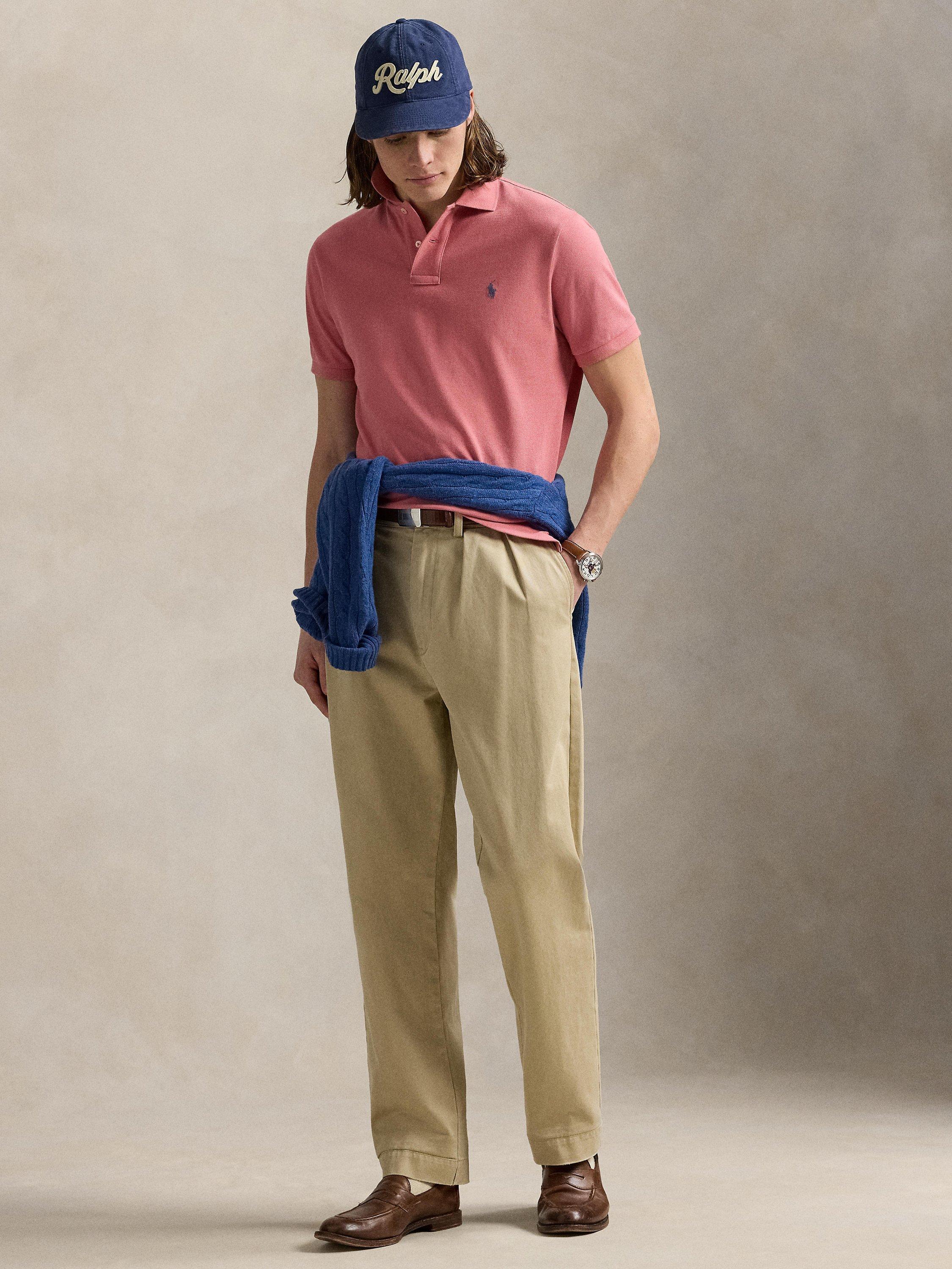 Product image 4 of 5, which shows Polo Ralph Lauren Cotton Custom Slim Fit Short Sleeve Polo Shirt, Desert Rose, S
