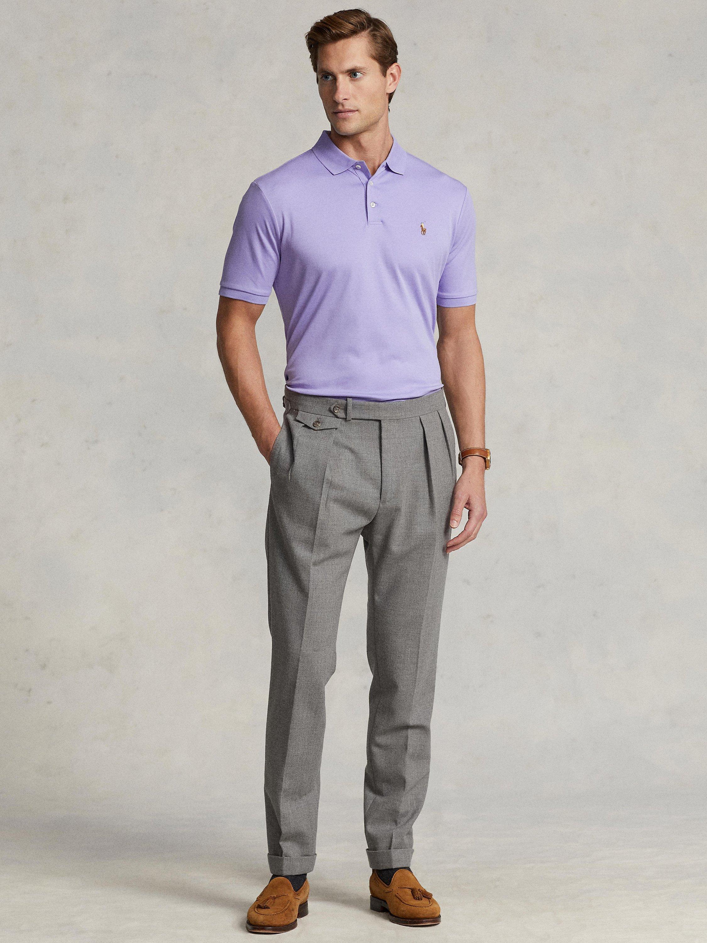 Product image 4 of 5, which shows Ralph Lauren Polo Pony Short Sleeve Cotton Polo Shirt, Sky Lavender, S