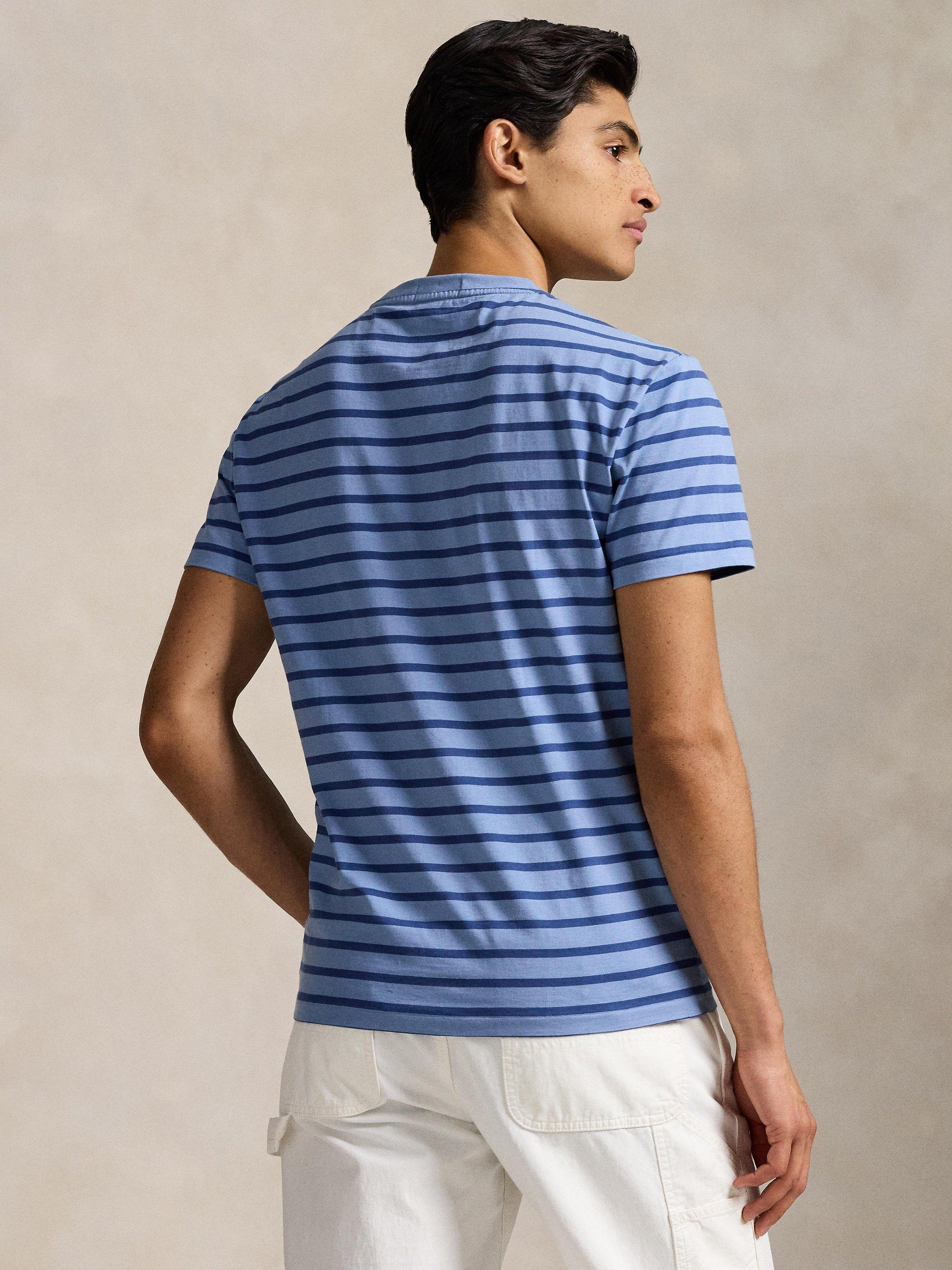 Product image 2 of 5, which shows Ralph Lauren Crew Neck Stripe T-Shirt, Channel Blue/Old Royal, S