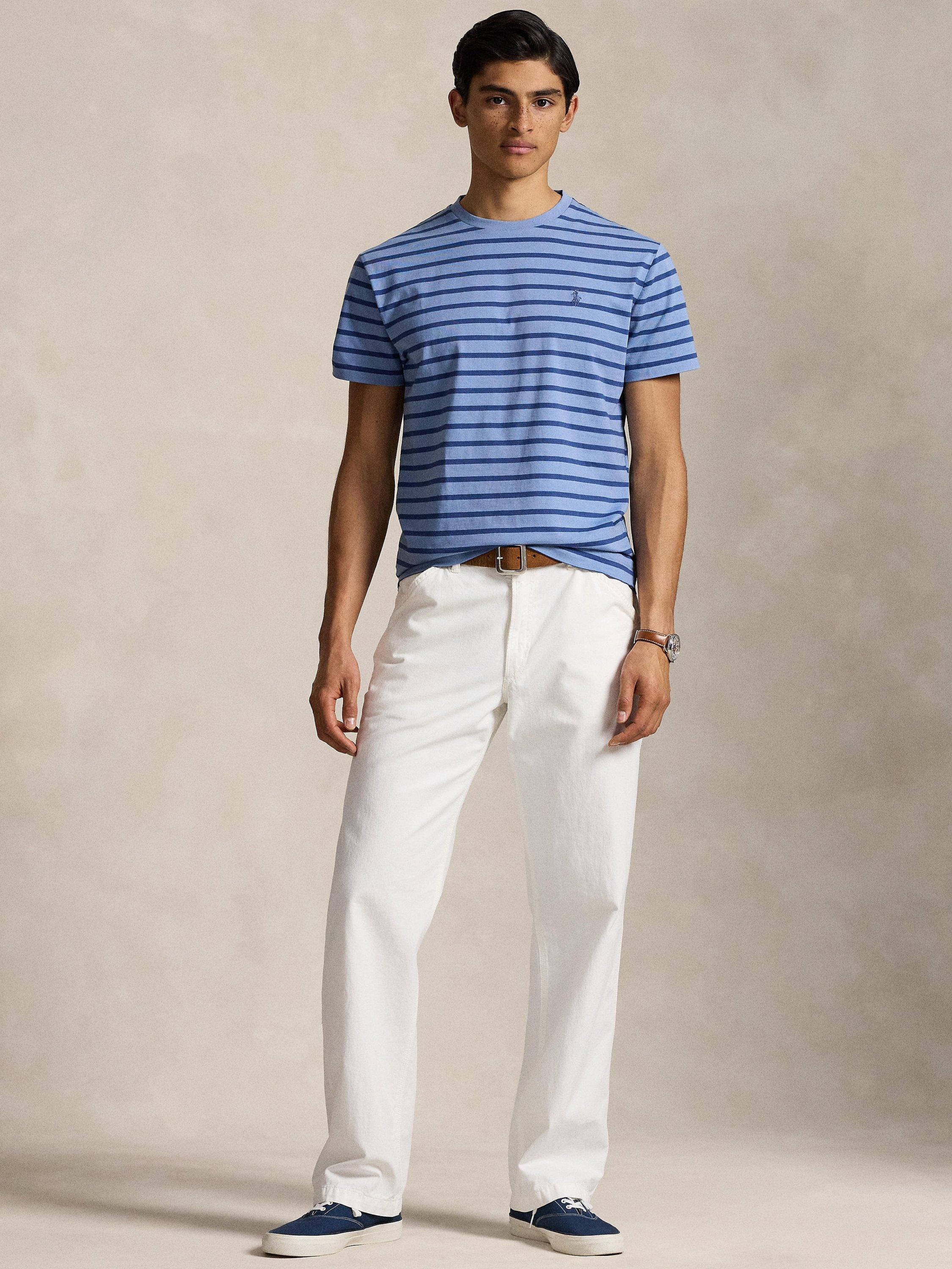 Product image 4 of 5, which shows Ralph Lauren Crew Neck Stripe T-Shirt, Channel Blue/Old Royal, S