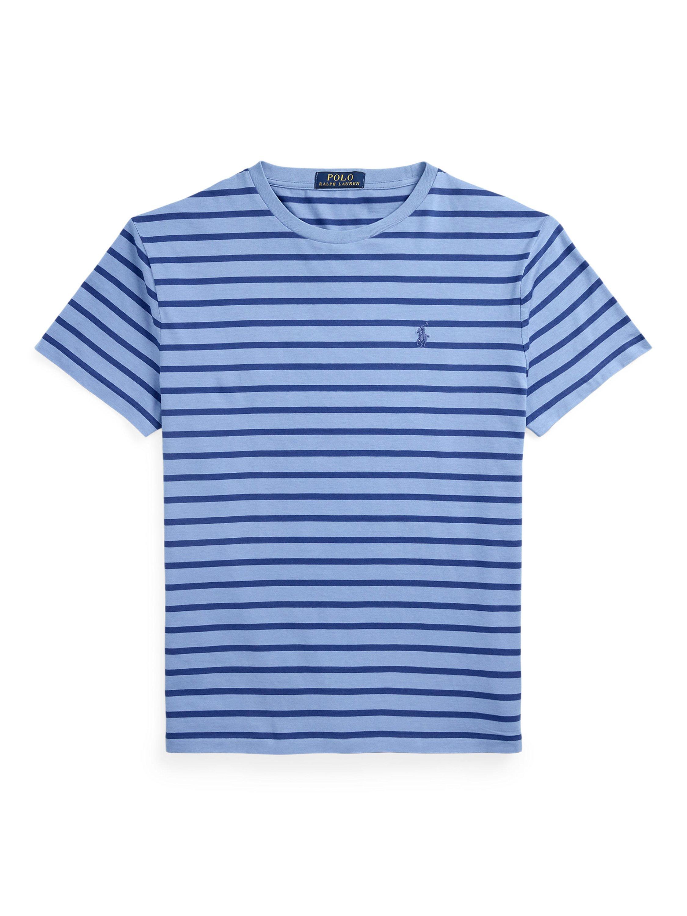 Product image 5 of 5, which shows Ralph Lauren Crew Neck Stripe T-Shirt, Channel Blue/Old Royal, S