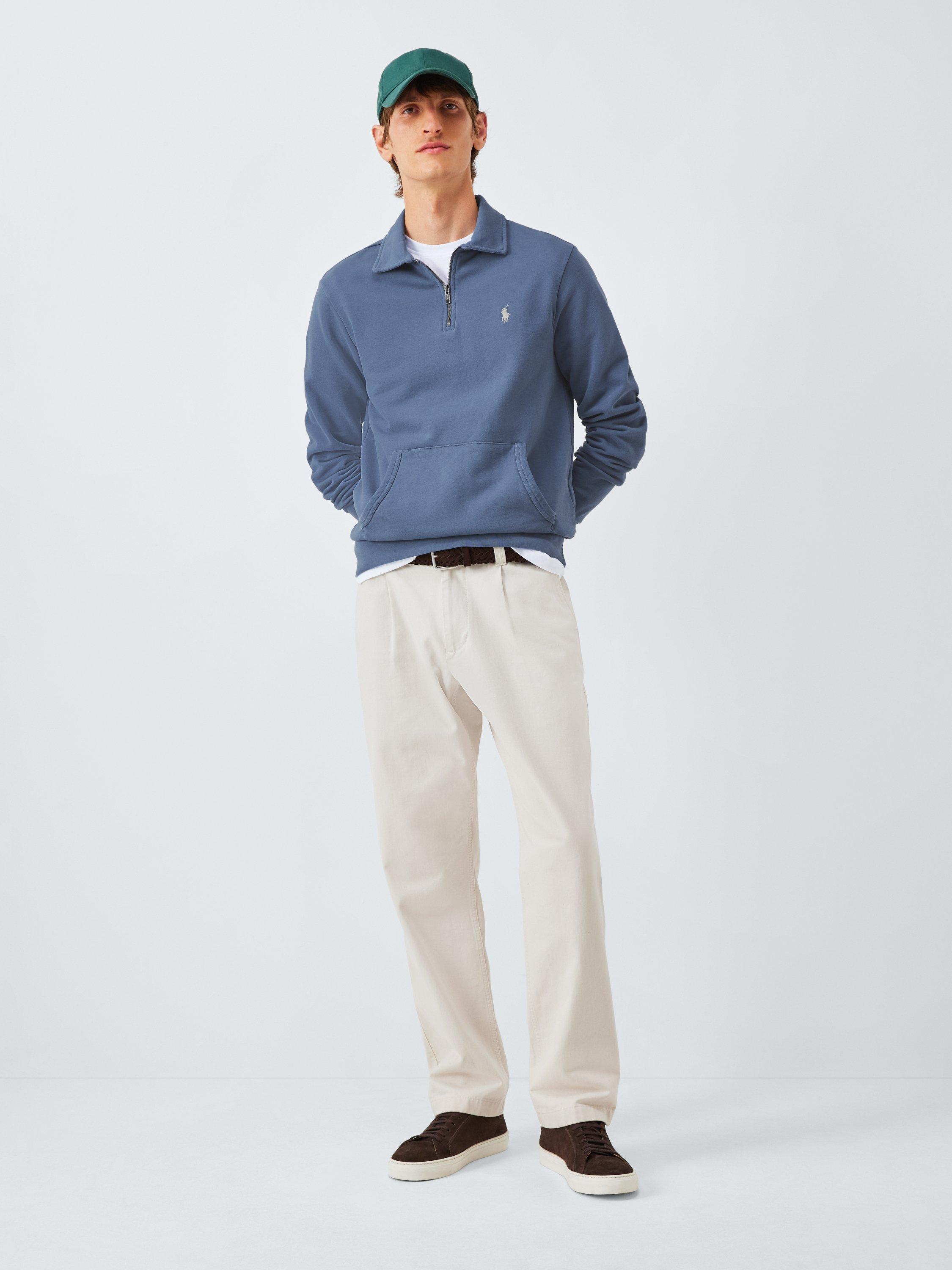 Product image 3 of 6, which shows Ralph Lauren Polo Pony Half Zip Polo Neck Jumper, Capri Blue, S