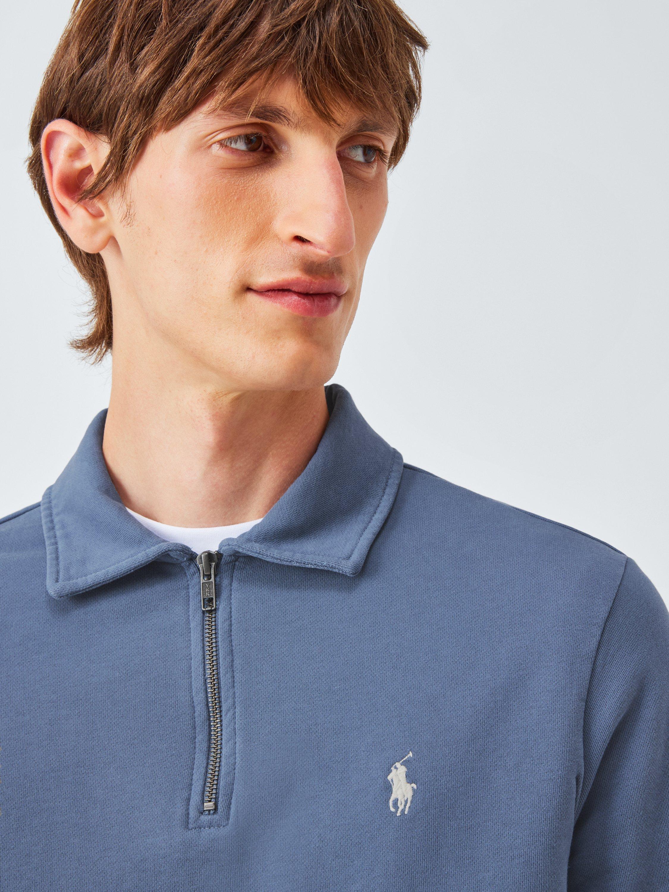 Product image 5 of 6, which shows Ralph Lauren Polo Pony Half Zip Polo Neck Jumper, Capri Blue, S