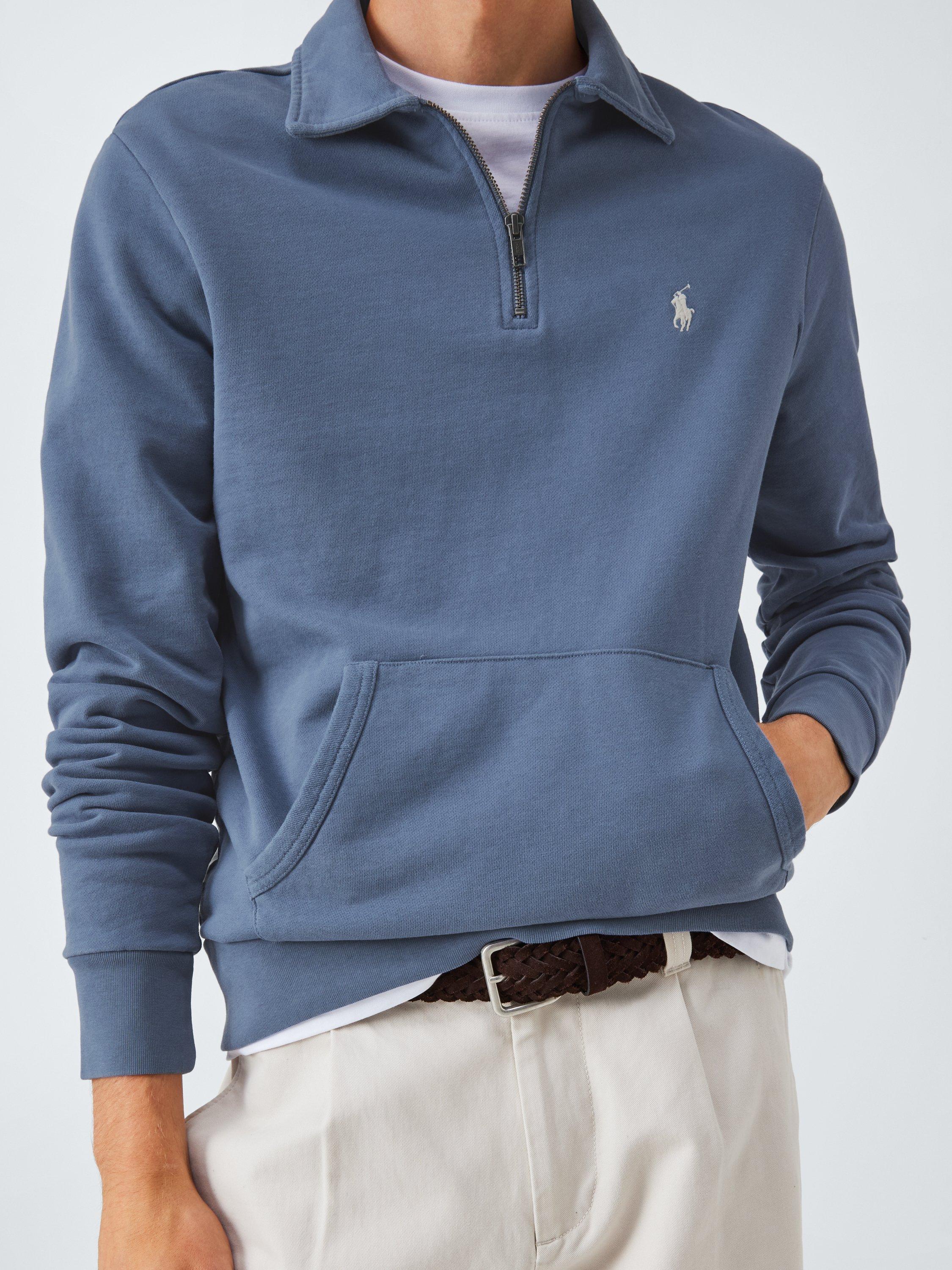 Product image 6 of 6, which shows Ralph Lauren Polo Pony Half Zip Polo Neck Jumper, Capri Blue, S