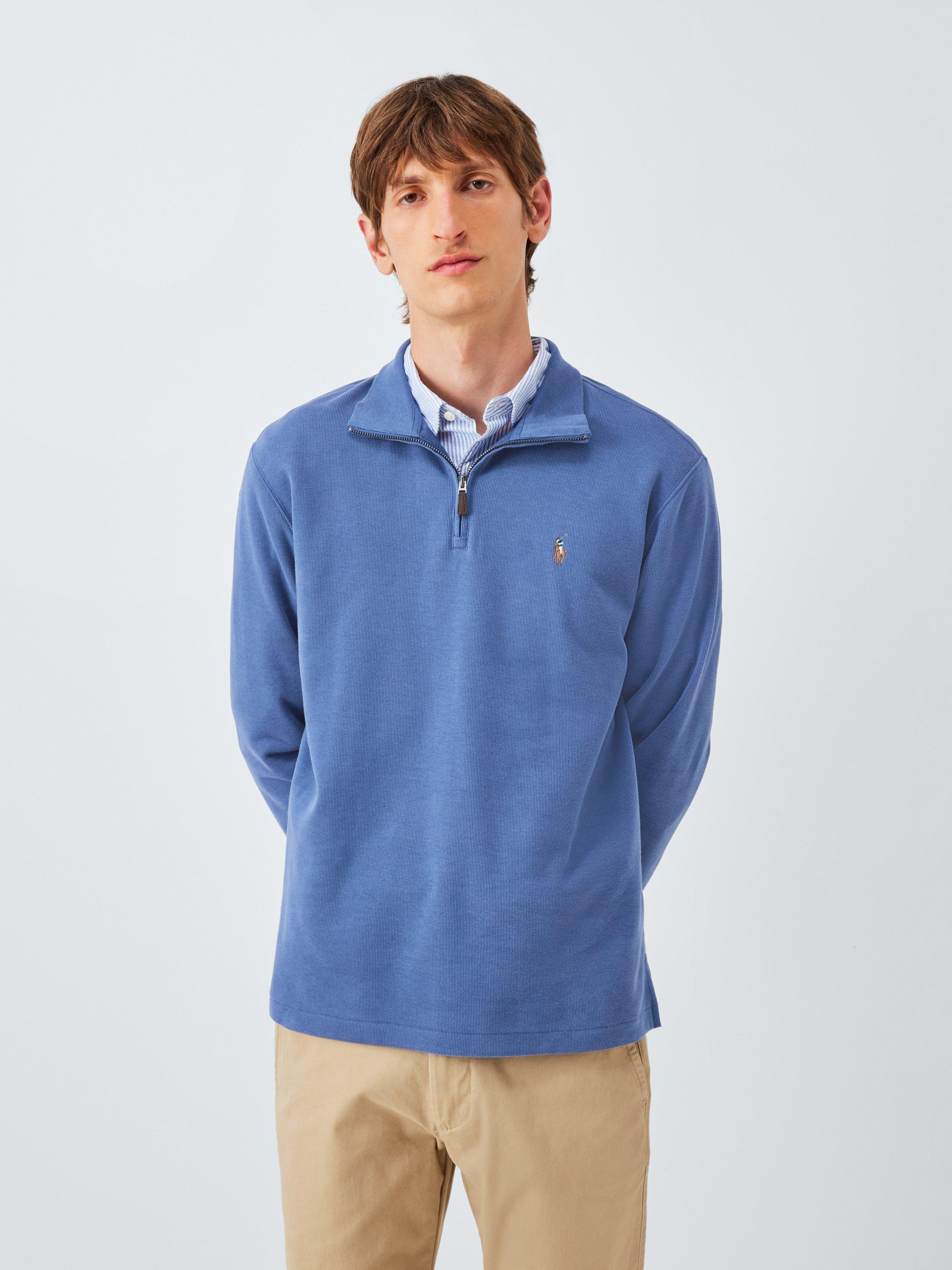 Product image 1 of 6, which shows Ralph Lauren Polo Pony Half Zip Cotton Jumper, Old Royal, XL