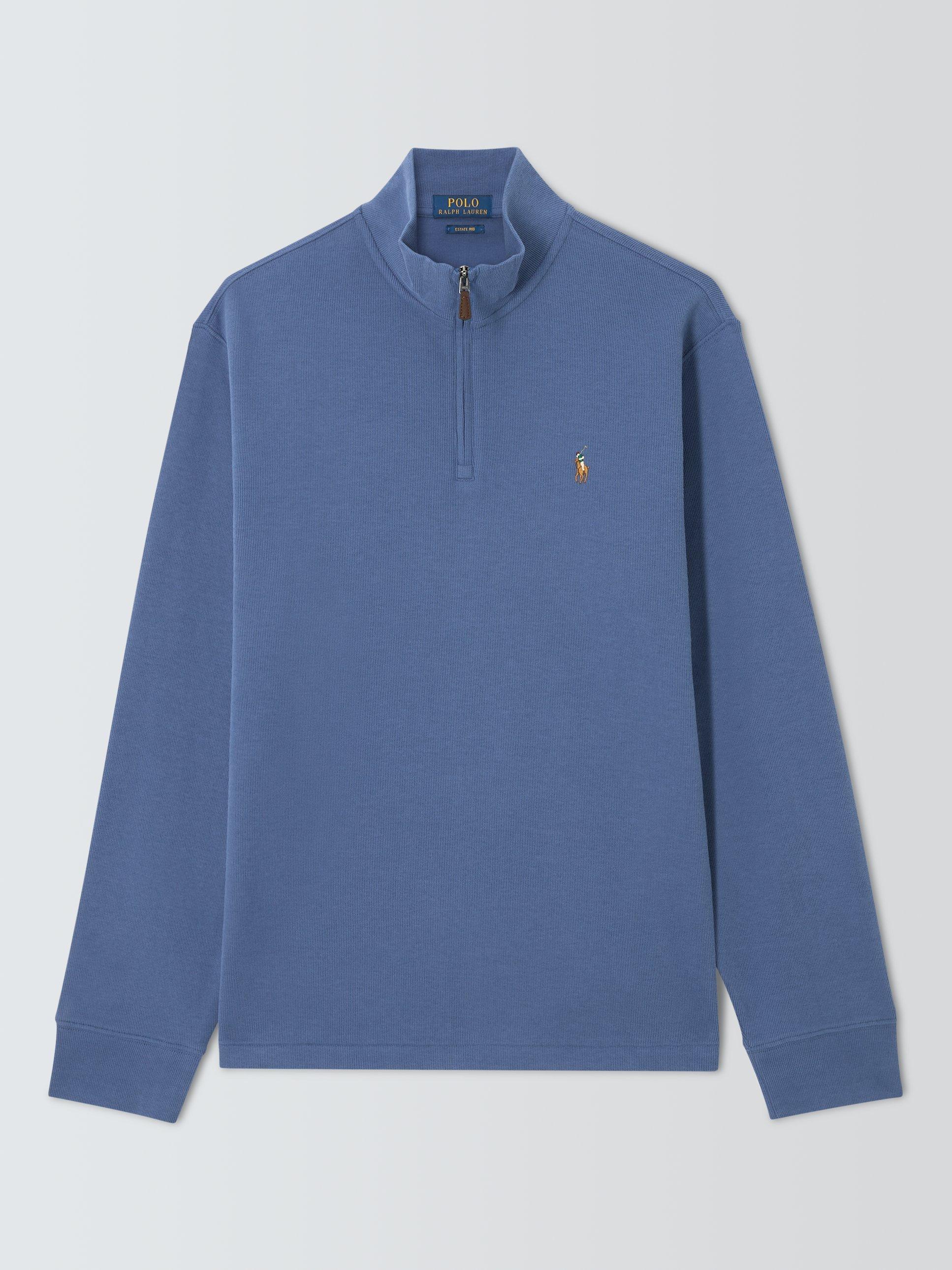 Product image 1 of 1, which shows Ralph Lauren Polo Pony Half Zip Cotton Jumper, Old Royal, S