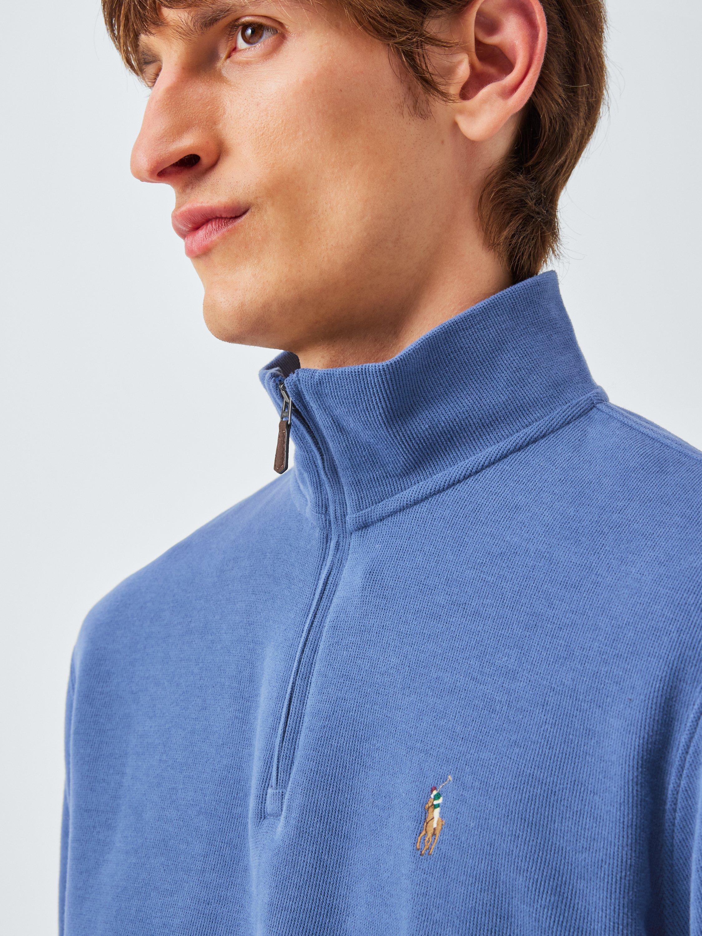 Product image 5 of 6, which shows Ralph Lauren Polo Pony Half Zip Cotton Jumper, Old Royal, XL