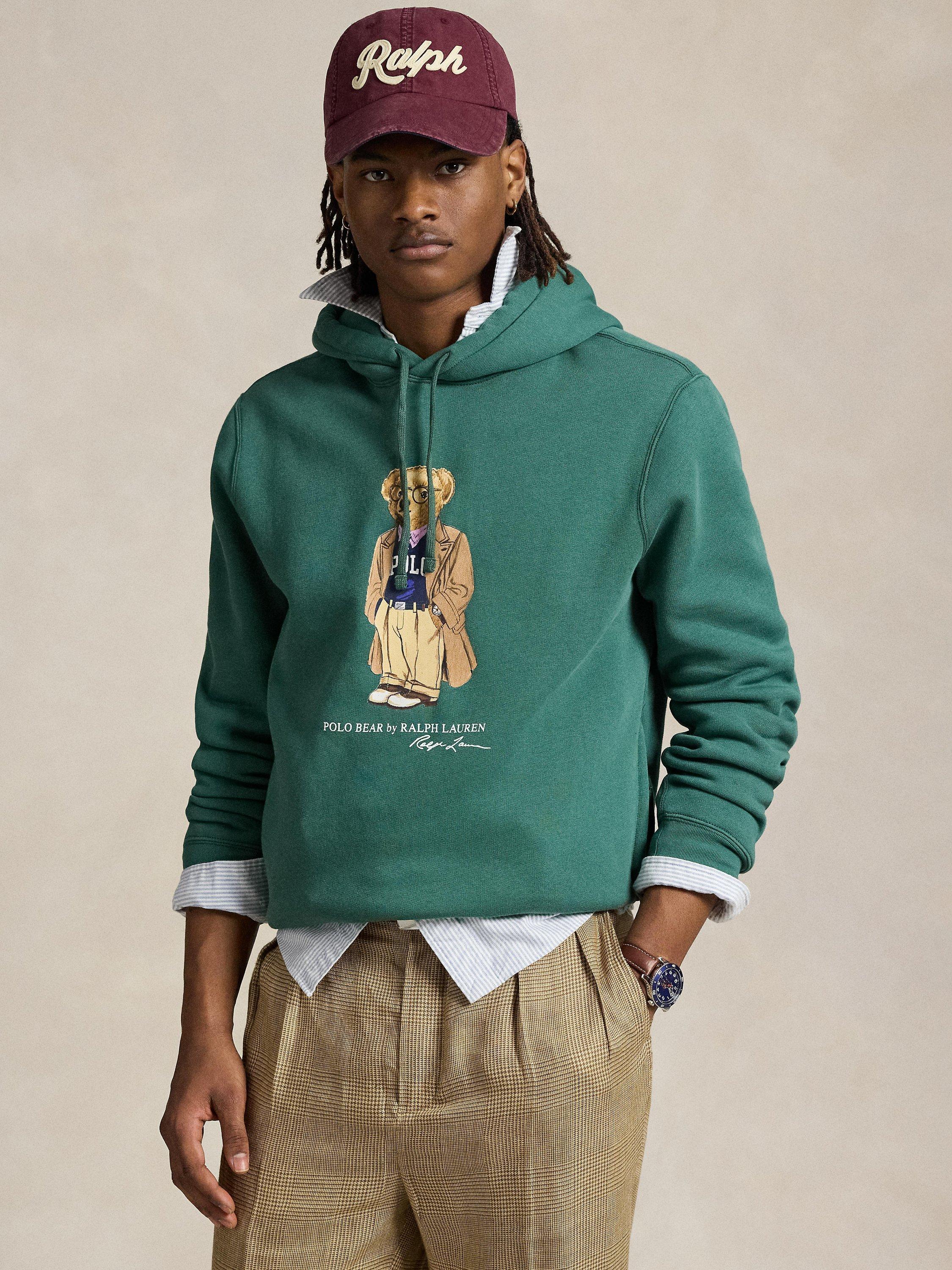 Product image 1 of 5, which shows Polo Ralph Lauren Cotton Blend Polo Bear Hoodie, Forest Heritage Bear, S