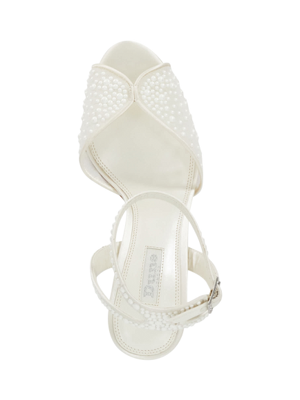 Dune Musing Sea Pearl Mesh Heeled Sandals, Ivory - view 2, Ivory