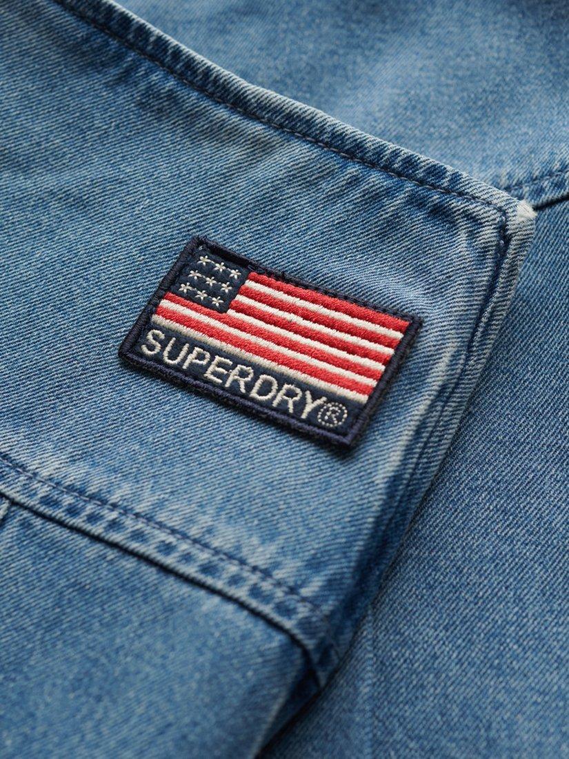 Product image 6 of 6, which shows Superdry Pleated Patched Denim Mini Skirt, Vintage Wash, 8