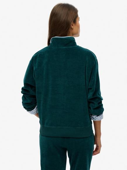 Superdry Velour 1/2 Zip Jumper - view 2, Dark Pine Green