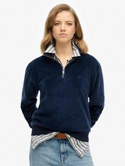 Superdry Velour 1/2 Zip Jumper, Richest Navy