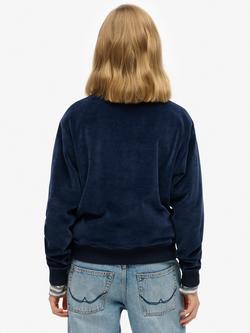 Superdry Velour 1/2 Zip Jumper - view 2, Richest Navy