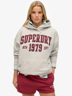 Superdry Athletic Essentials Relaxed Hoodie, Glacier Grey Marl