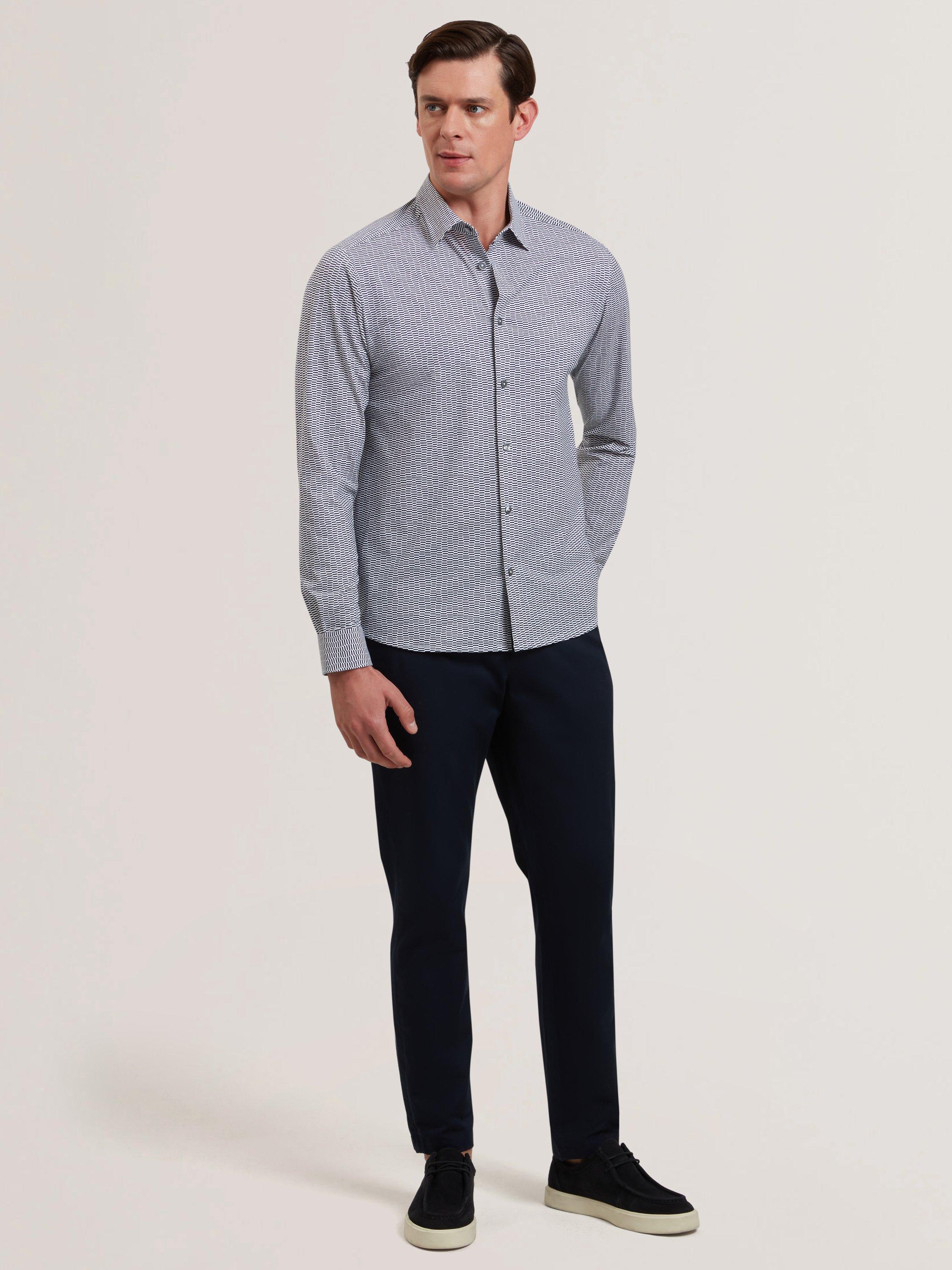 Product image 3 of 6, which shows Ted Baker Printed Cotton Blend Shirt, Black, L