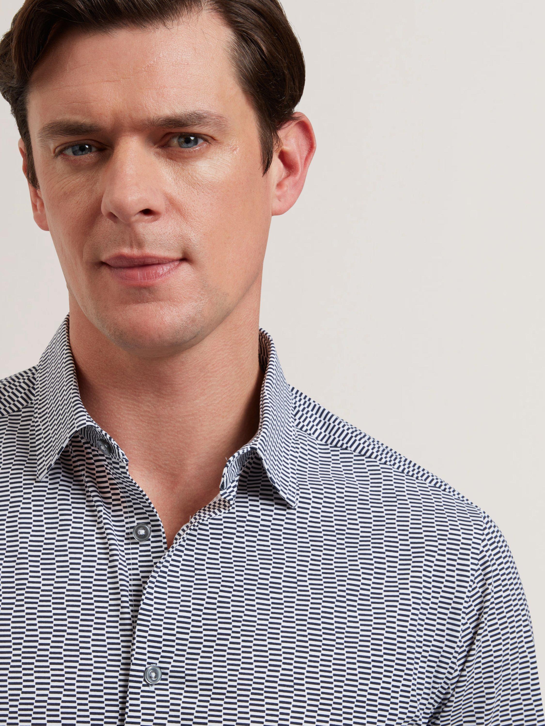 Product image 4 of 6, which shows Ted Baker Printed Cotton Blend Shirt, Black, L
