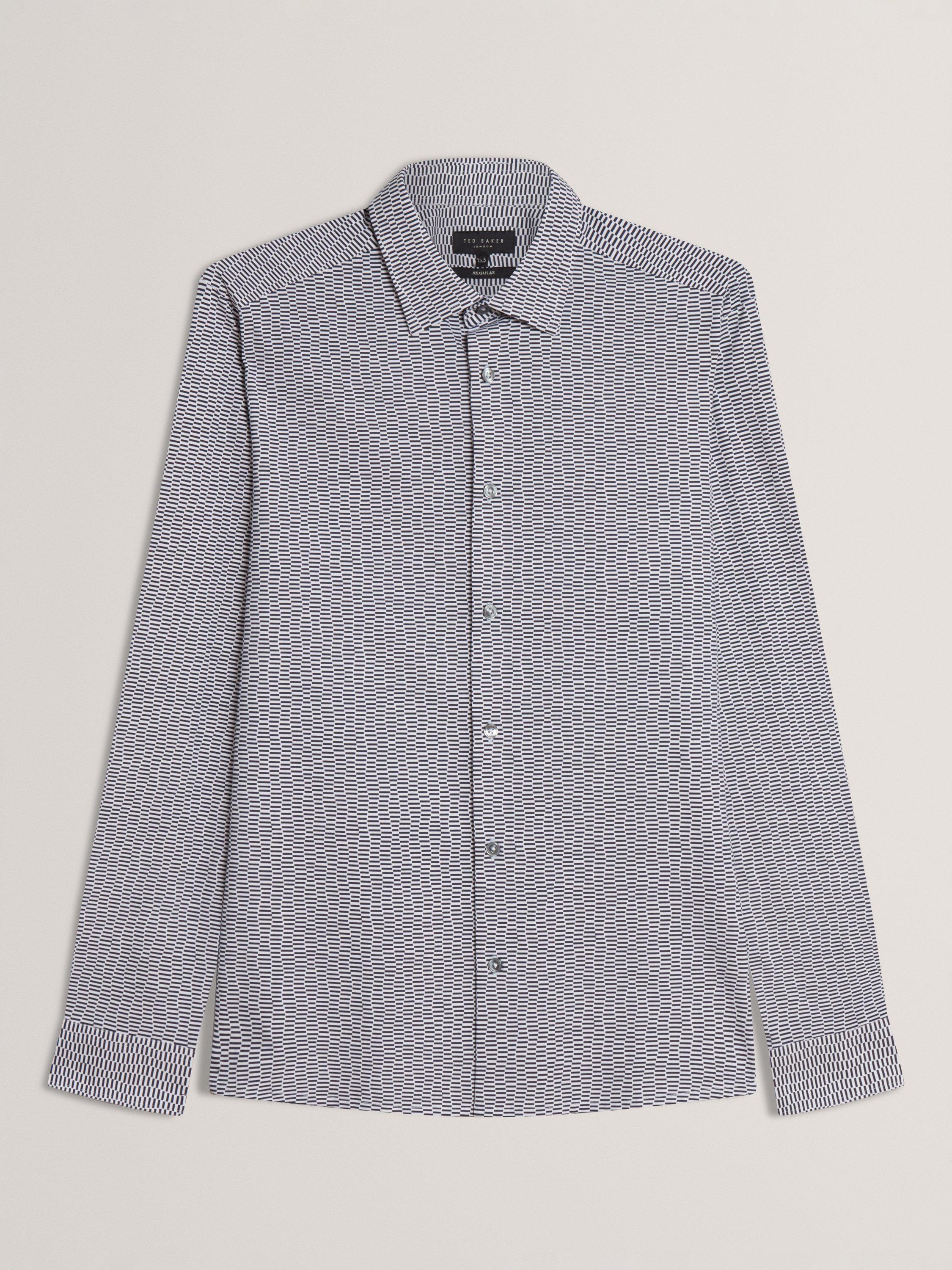 Product image 6 of 6, which shows Ted Baker Printed Cotton Blend Shirt, Black, L