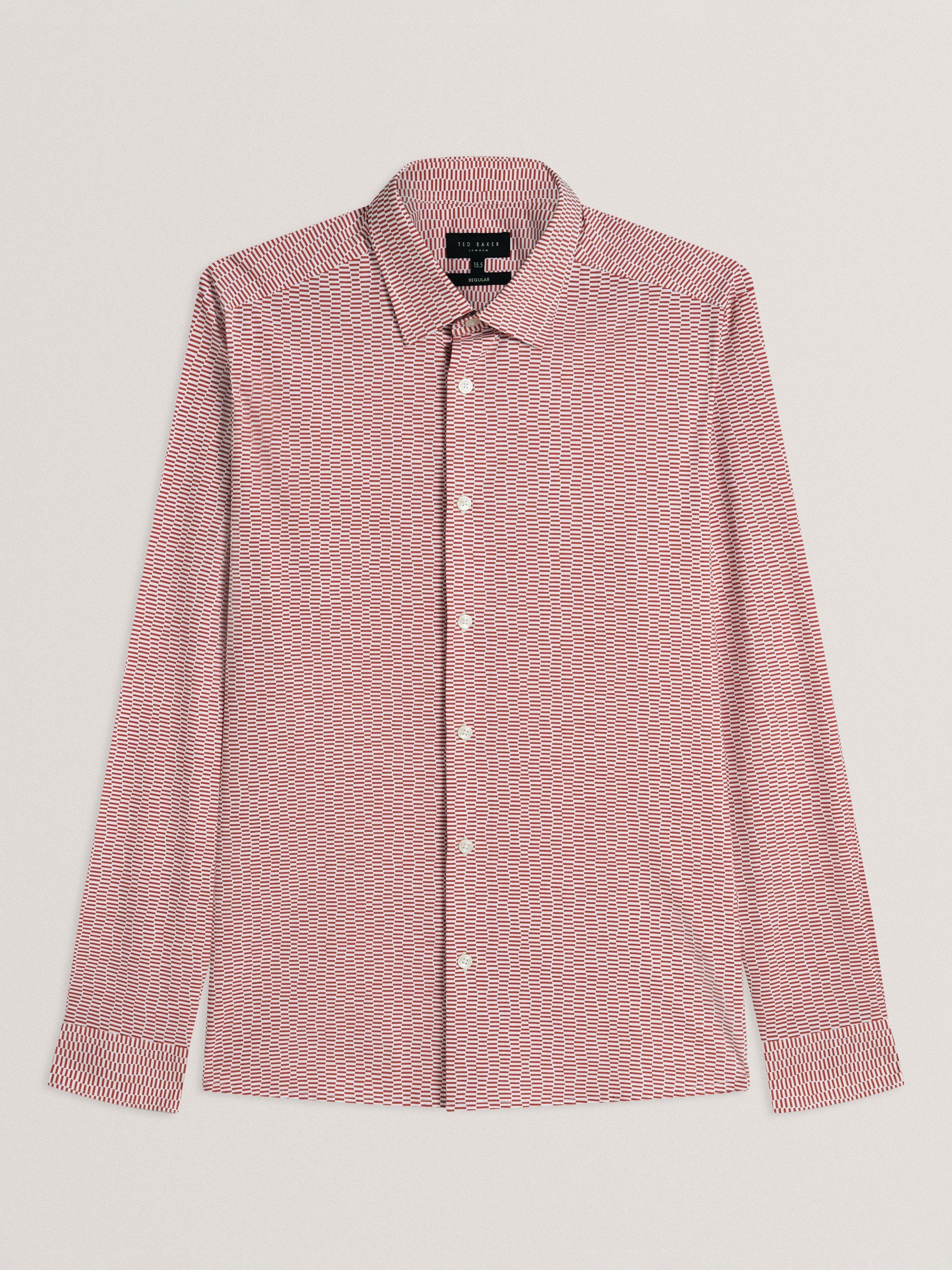 Product image 6 of 6, which shows Ted Baker Printed Cotton Blend Shirt, Brt Orange, L