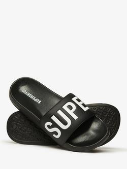 Superdry Core Graphic Pool Sliders - view 2, Black/Optic