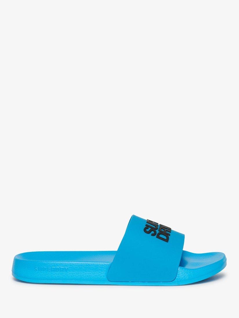Product image 1 of 6, which shows Superdry Sportswear Logo Pool Sliders, Hawaii Blue, 6-7