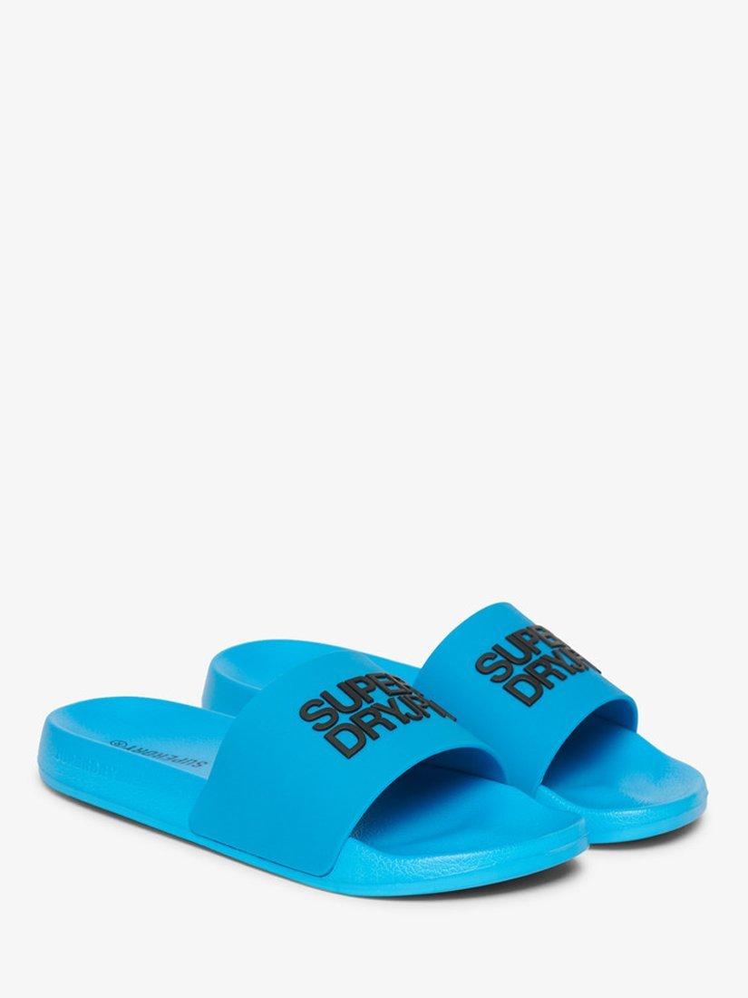 Product image 5 of 6, which shows Superdry Sportswear Logo Pool Sliders, Hawaii Blue, 6-7