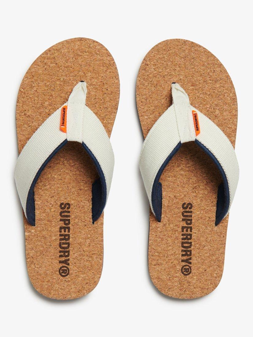 Product image 6 of 6, which shows Superdry Cork Graphic Flip Flops, Bone White, 6-7
