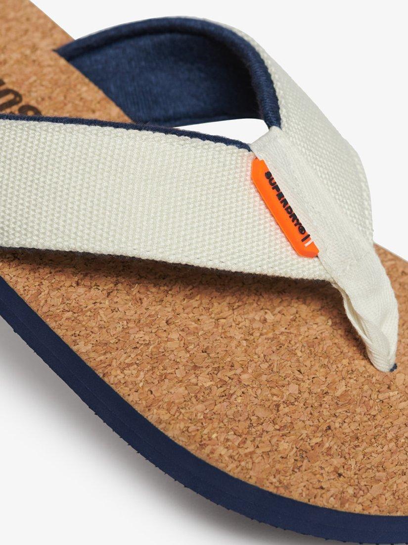 Product image 2 of 6, which shows Superdry Cork Graphic Flip Flops, Bone White, 6-7