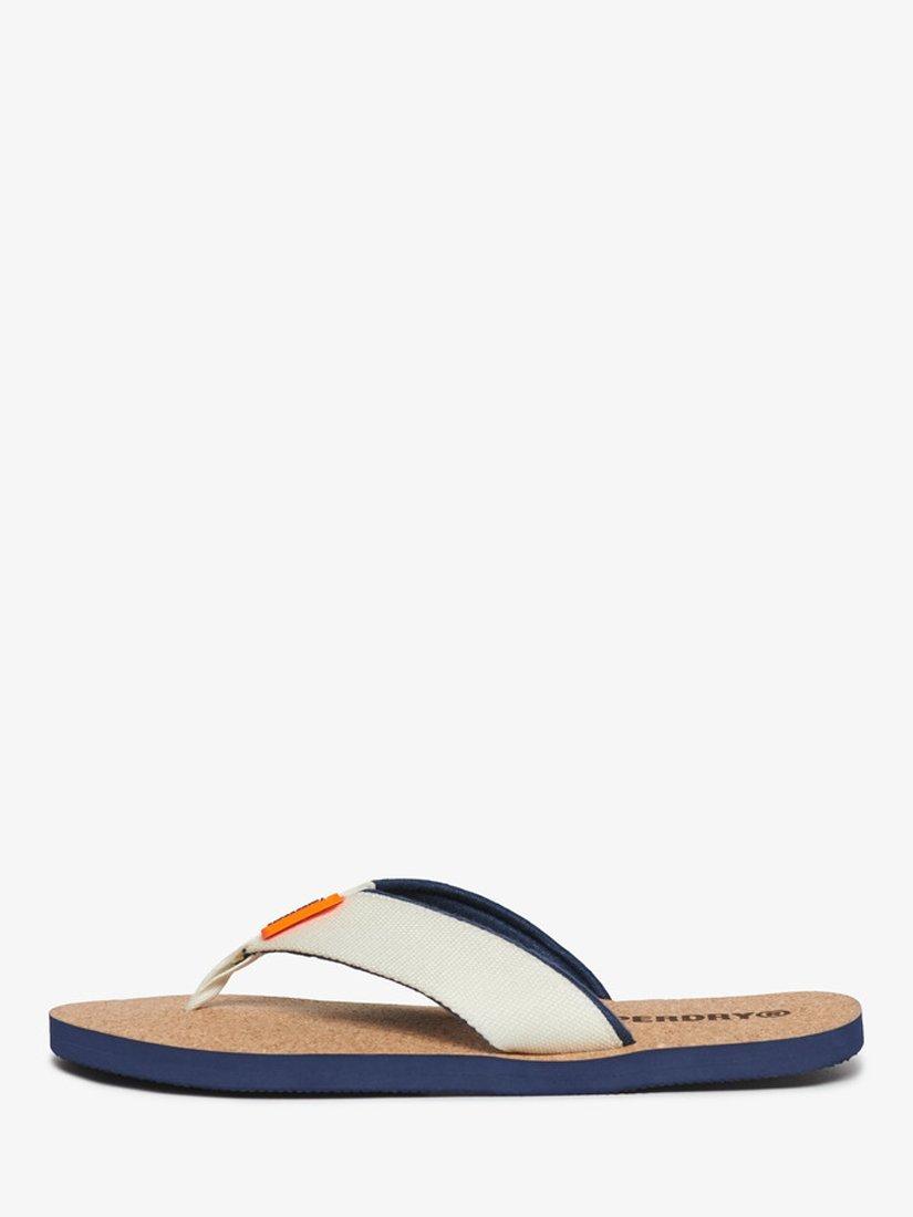 Product image 3 of 6, which shows Superdry Cork Graphic Flip Flops, Bone White, 6-7