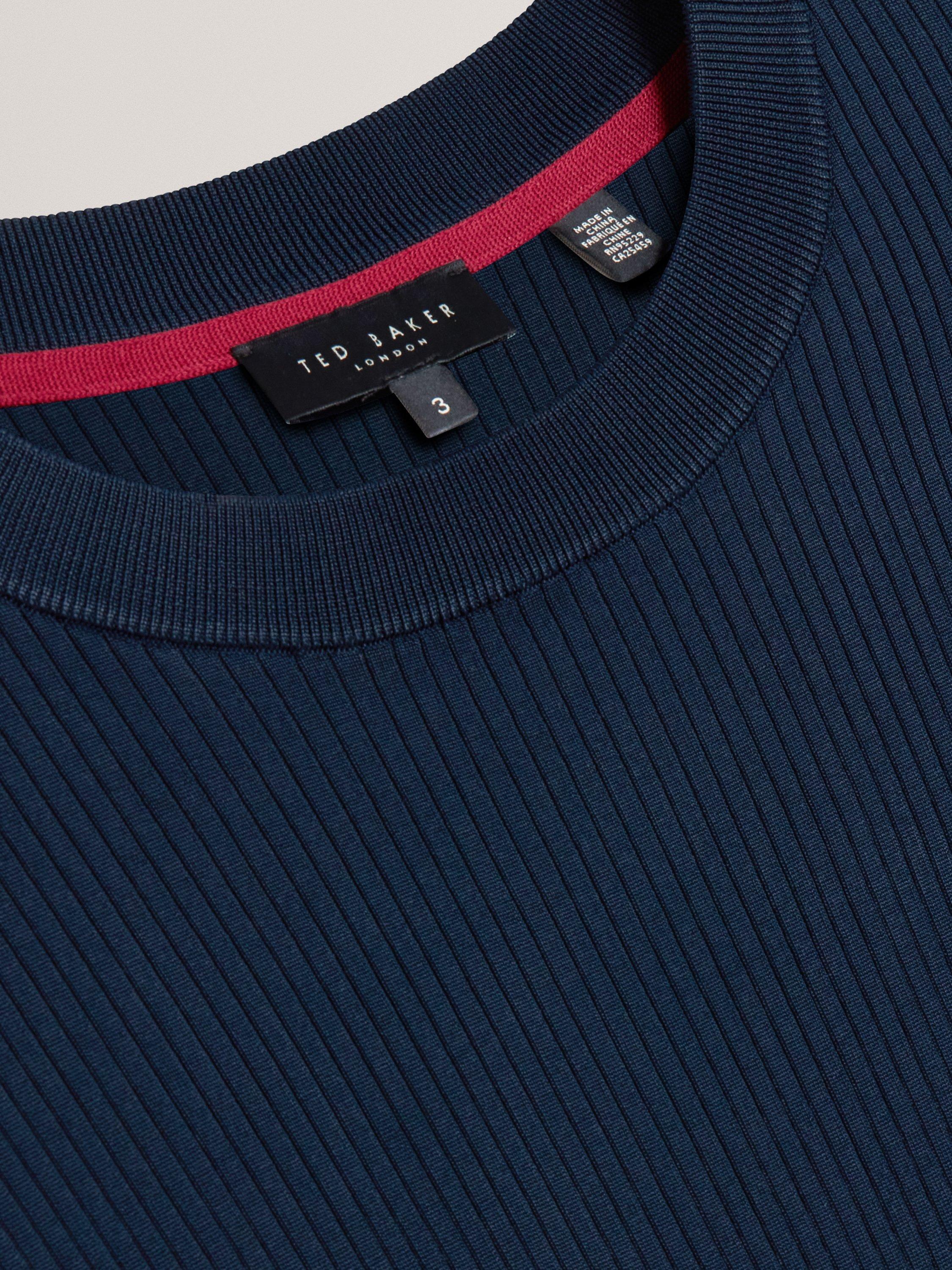 Product image 5 of 6, which shows Ted Baker Tarit Regular Fit Short Sleeve Knitted Rayon T-Shirt, Navy, XS