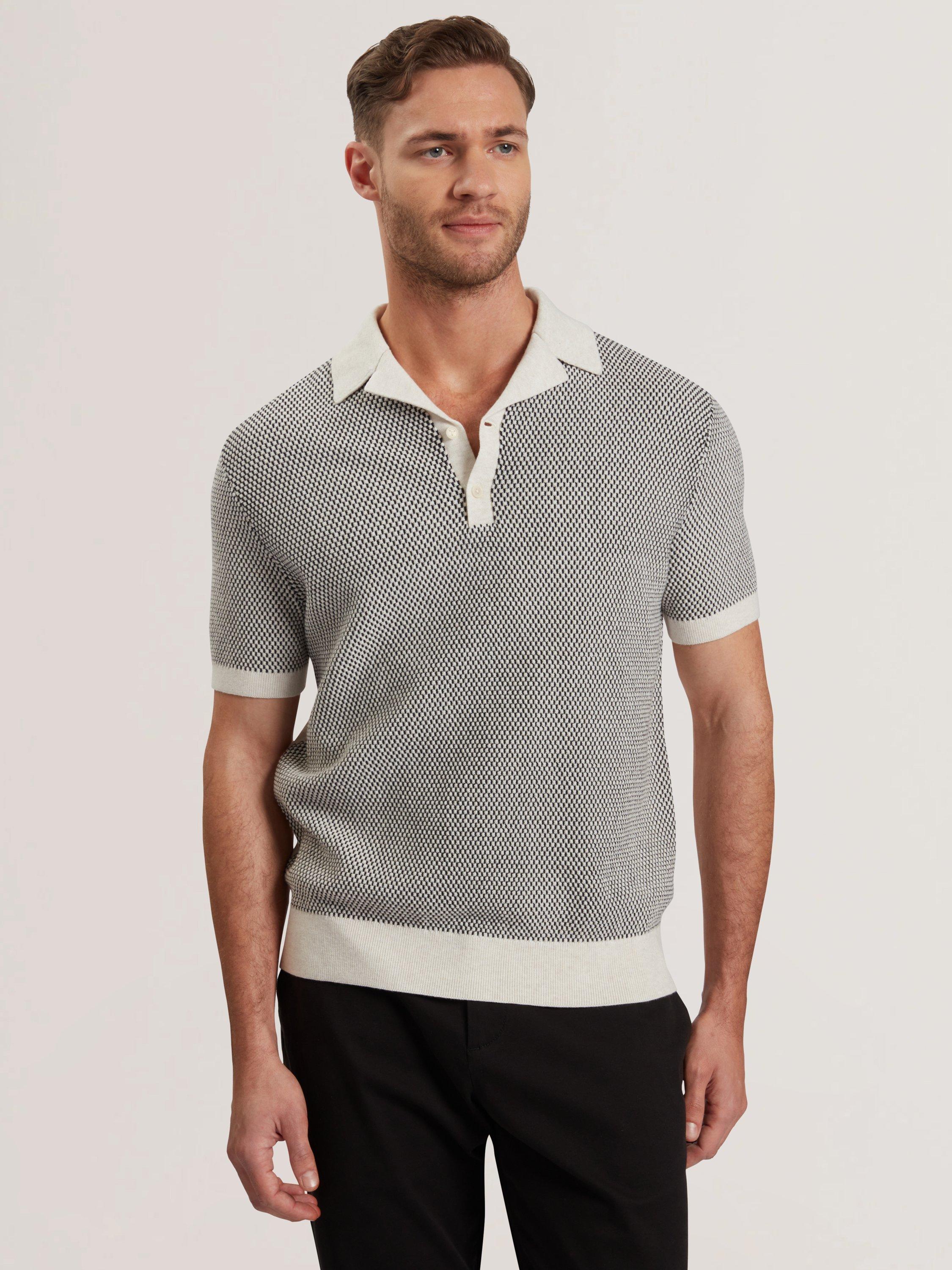 Product image 1 of 6, which shows Ted Baker Gregy Cotton Regular Fit Short Sleeve Polo Shirt, Natural, XS