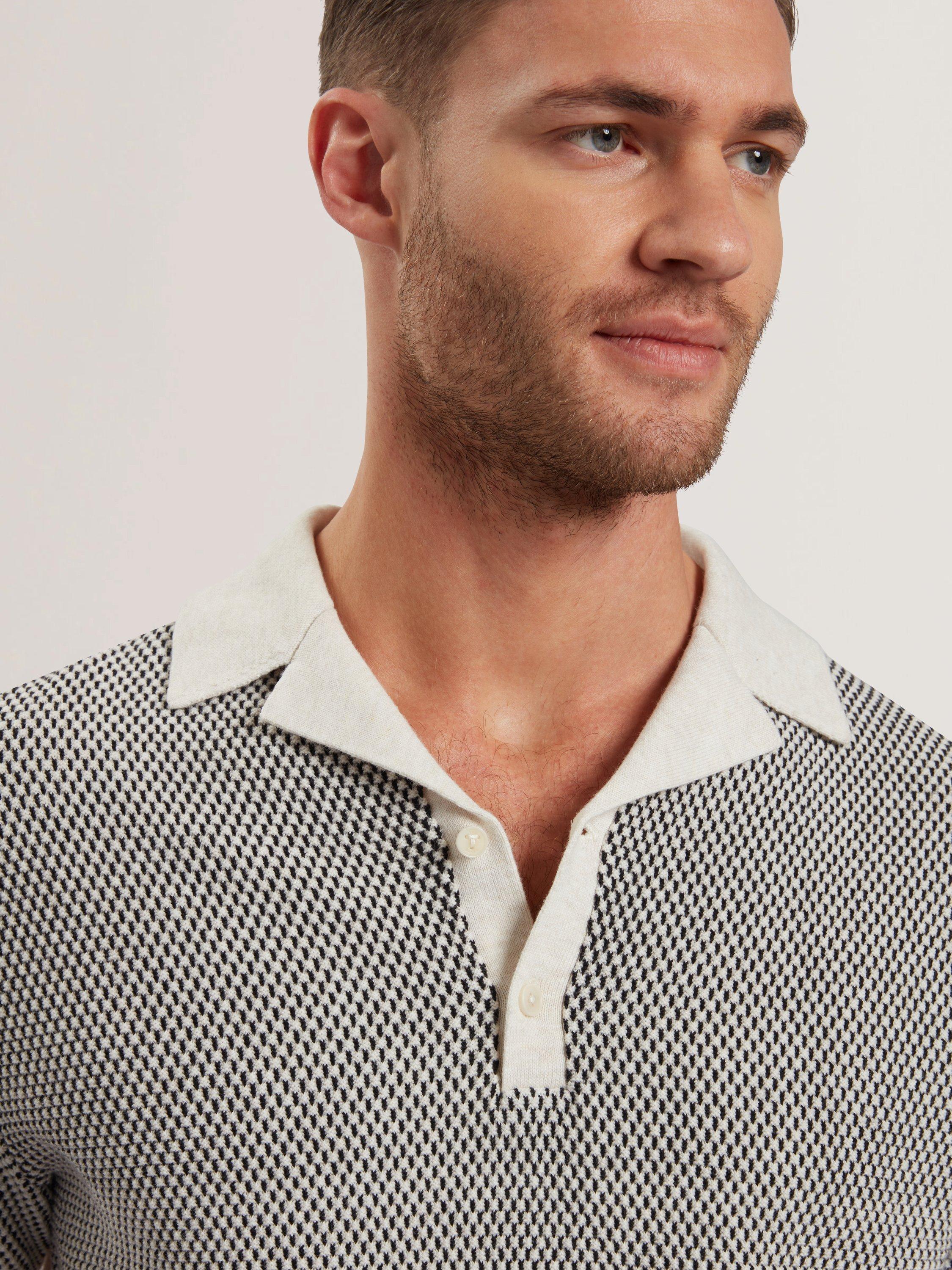 Product image 3 of 6, which shows Ted Baker Gregy Cotton Regular Fit Short Sleeve Polo Shirt, Natural, XS