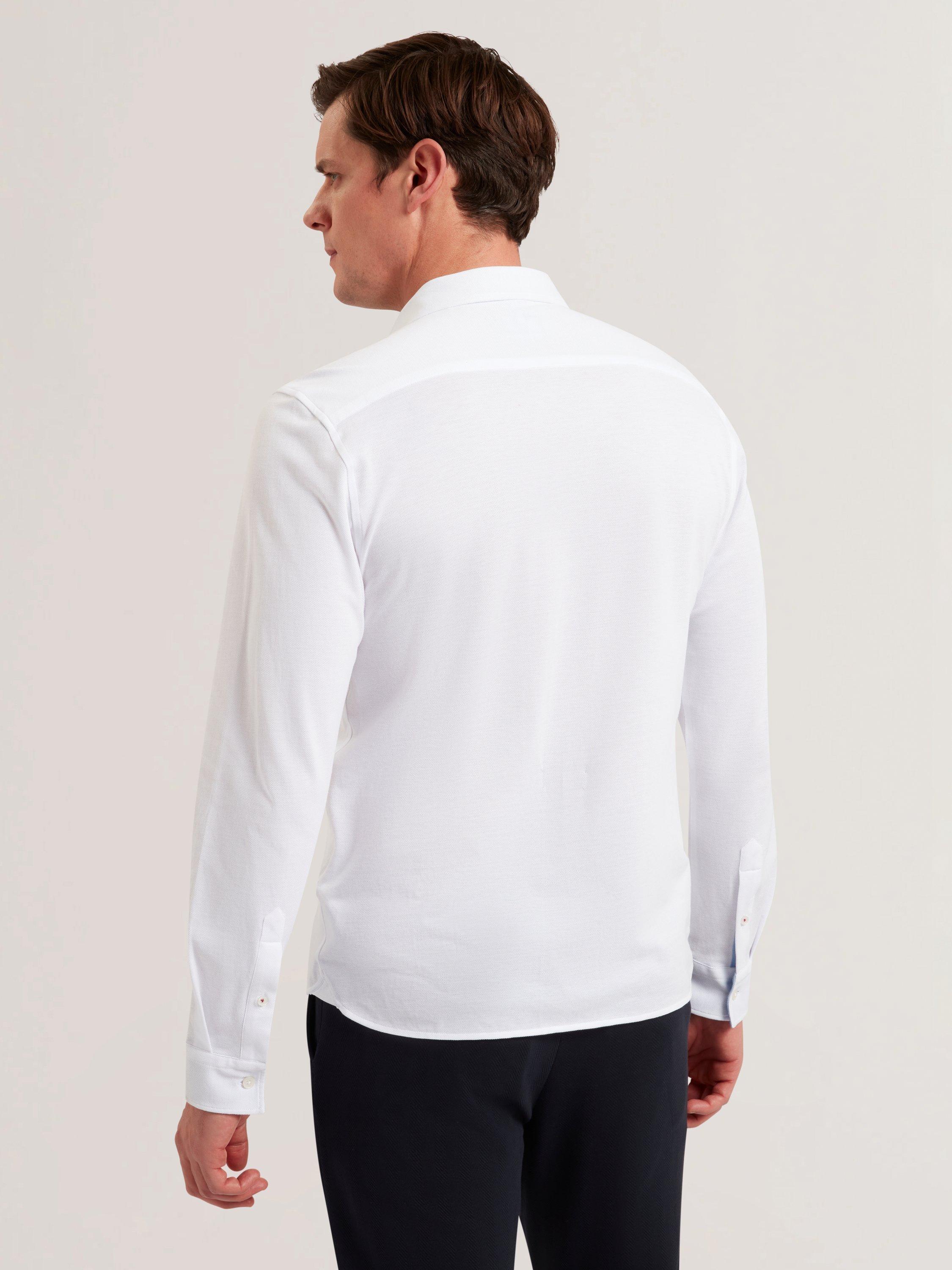 Product image 2 of 6, which shows Ted Baker Luckey Regular Fit Pique Cotton Jersey Shirt, White, XS