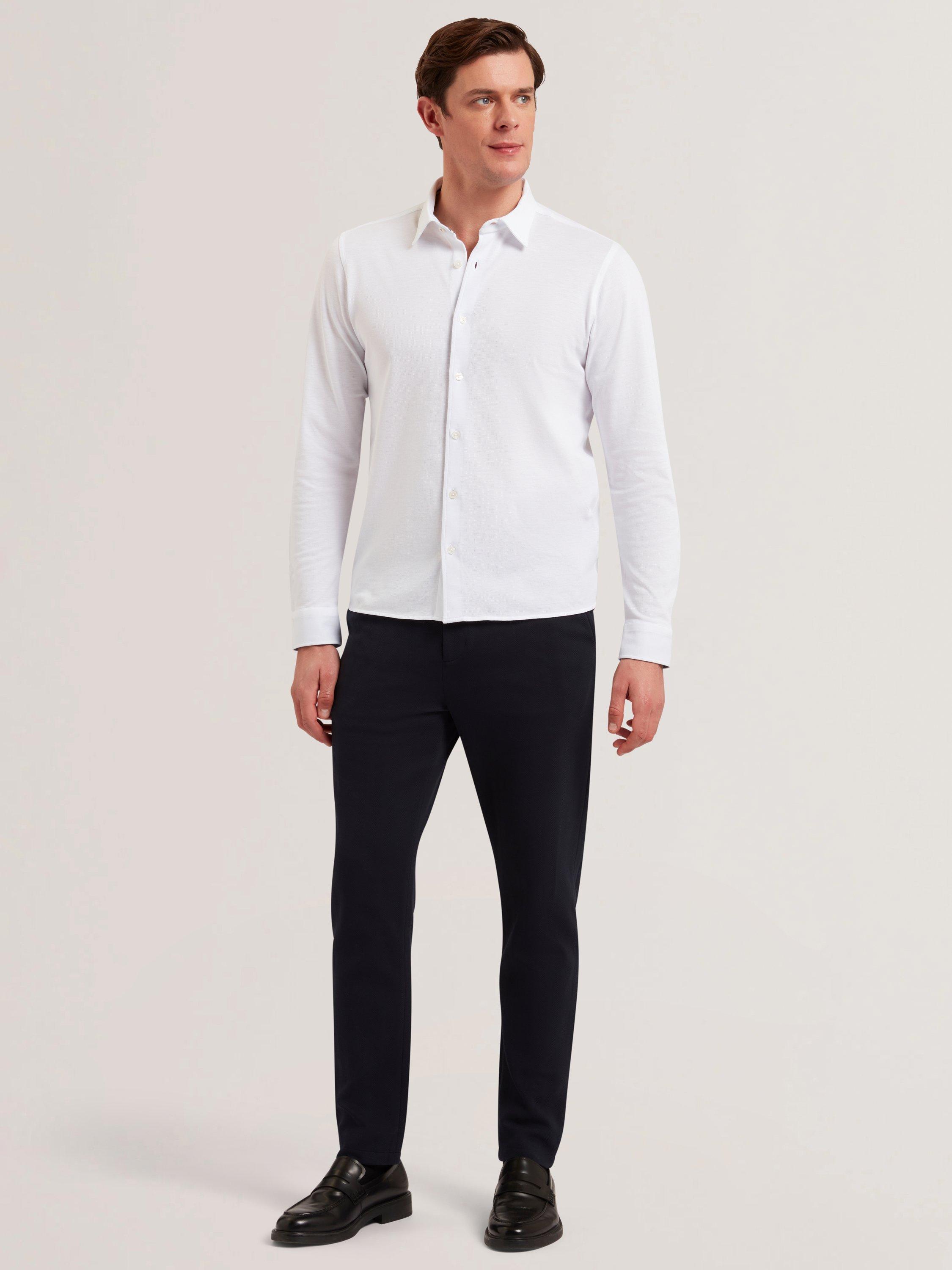 Product image 4 of 6, which shows Ted Baker Luckey Regular Fit Pique Cotton Jersey Shirt, White, XS