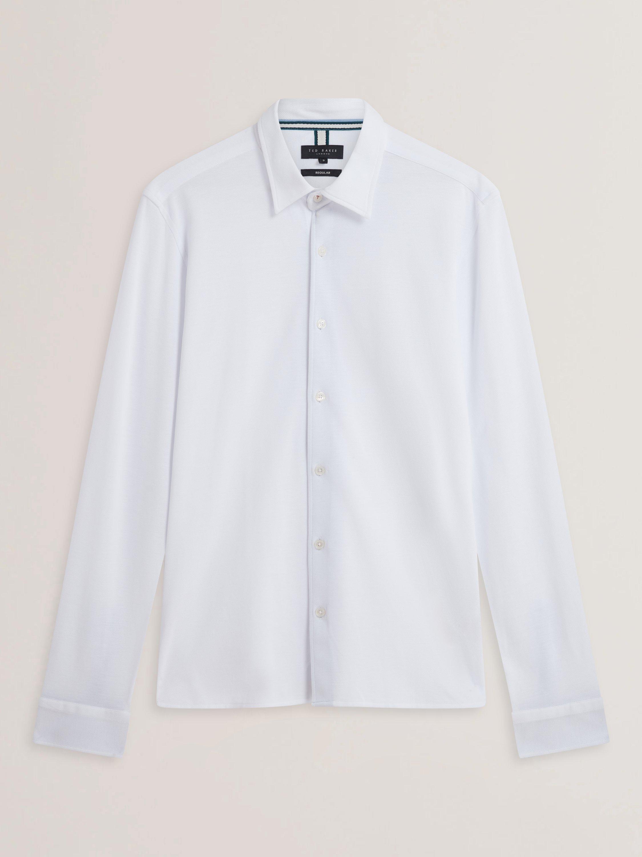 Product image 5 of 6, which shows Ted Baker Luckey Regular Fit Pique Cotton Jersey Shirt, White, XS