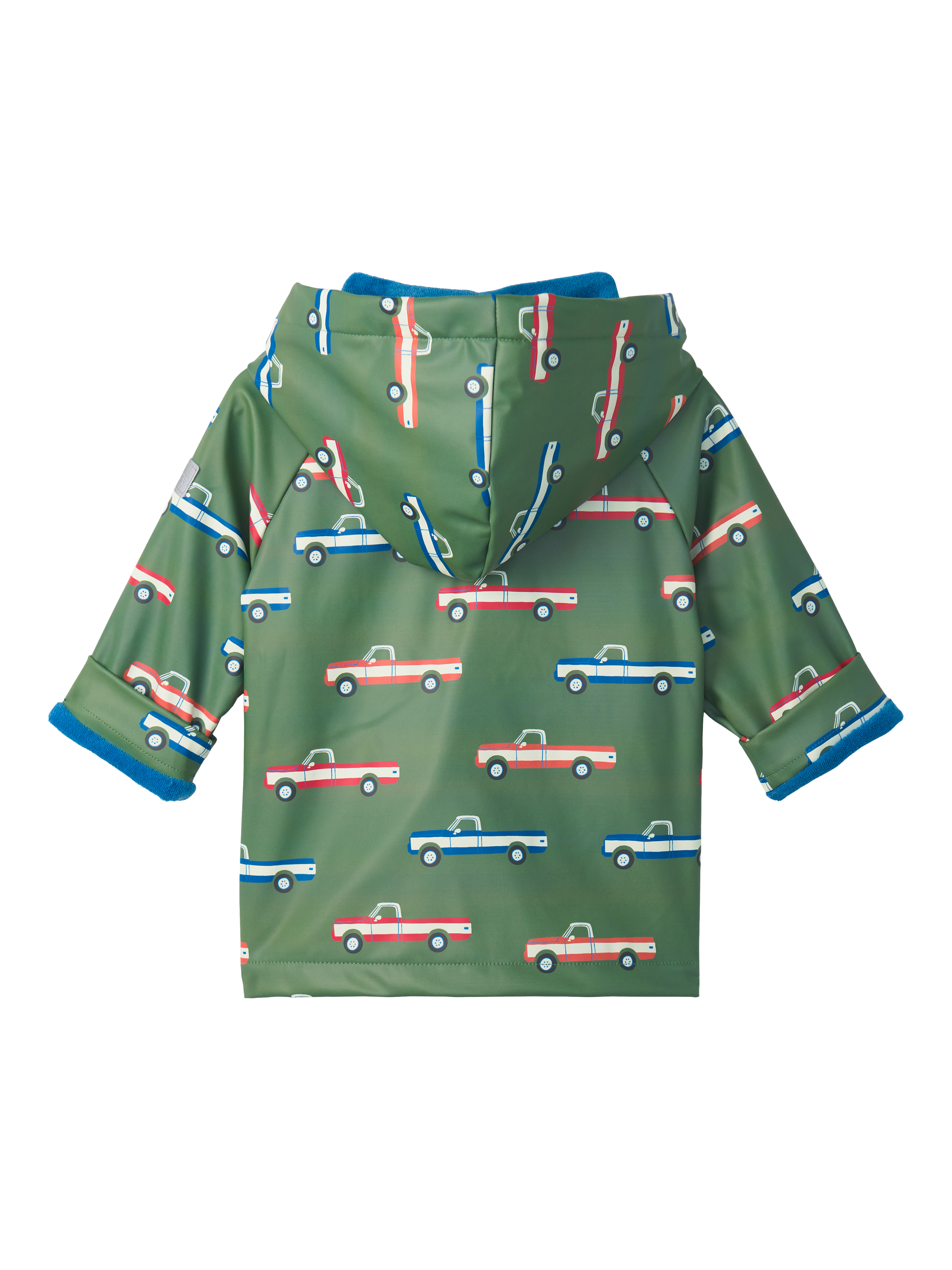 Product image 3 of 3, which shows Hatley Kids' Truck Print Waterproof Hooded Rain Jacket, Comfrey, 6 years