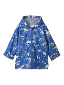 Hatley Kids' Dino Extinction Zip-Up Rain Jacket, Star Sapphire - view 2, Star Sapphire