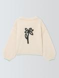John Lewis Kids' Flower Back Cardigan, Cream