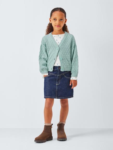 John Lewis Kids' Popcorn V-Neck Cardigan, Bright Blue - view 2, Bright Blue
