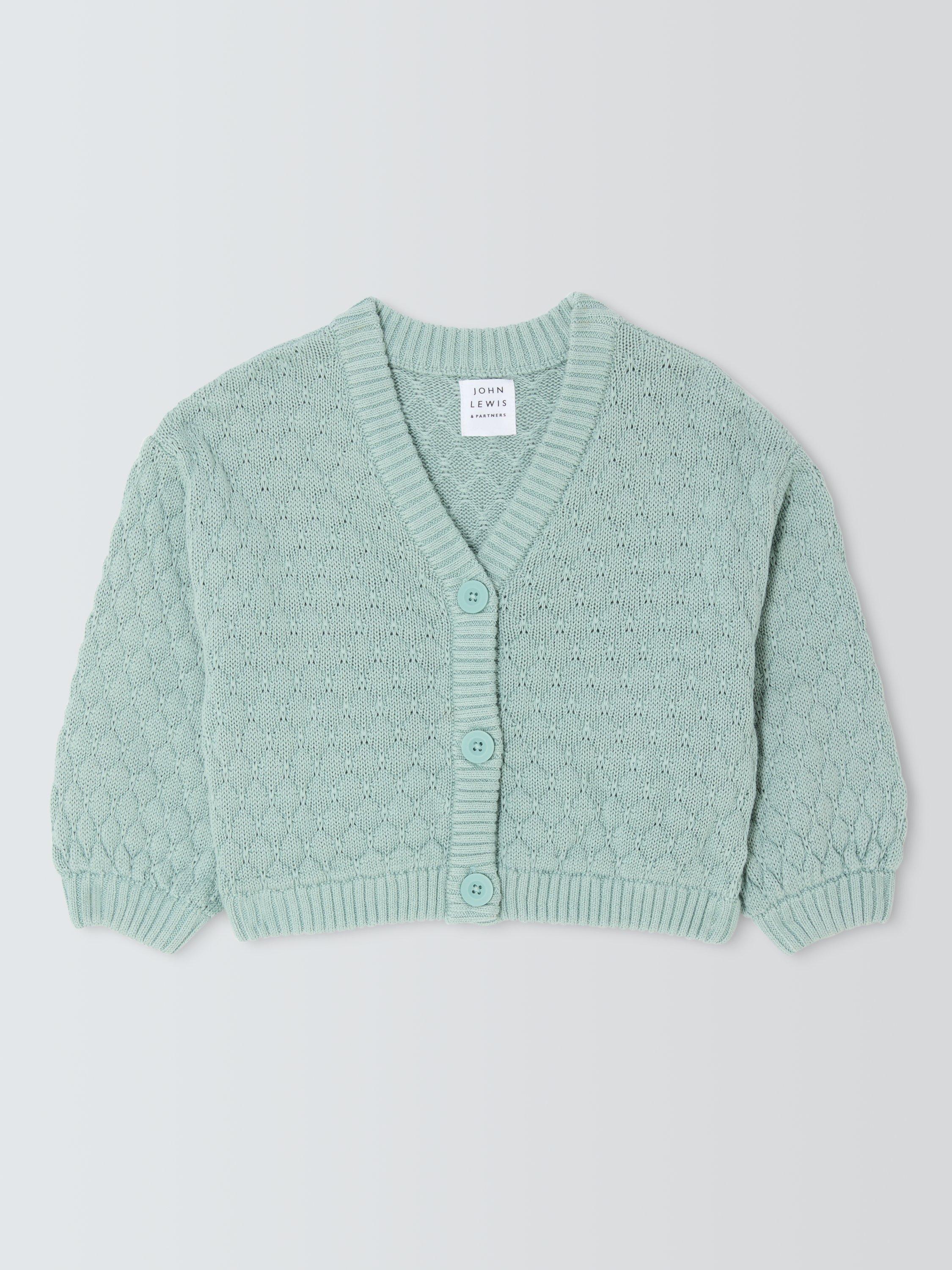 Product image 1 of 3, which shows John Lewis Kids' Popcorn V-Neck Cardigan, Bright Blue, 3 years