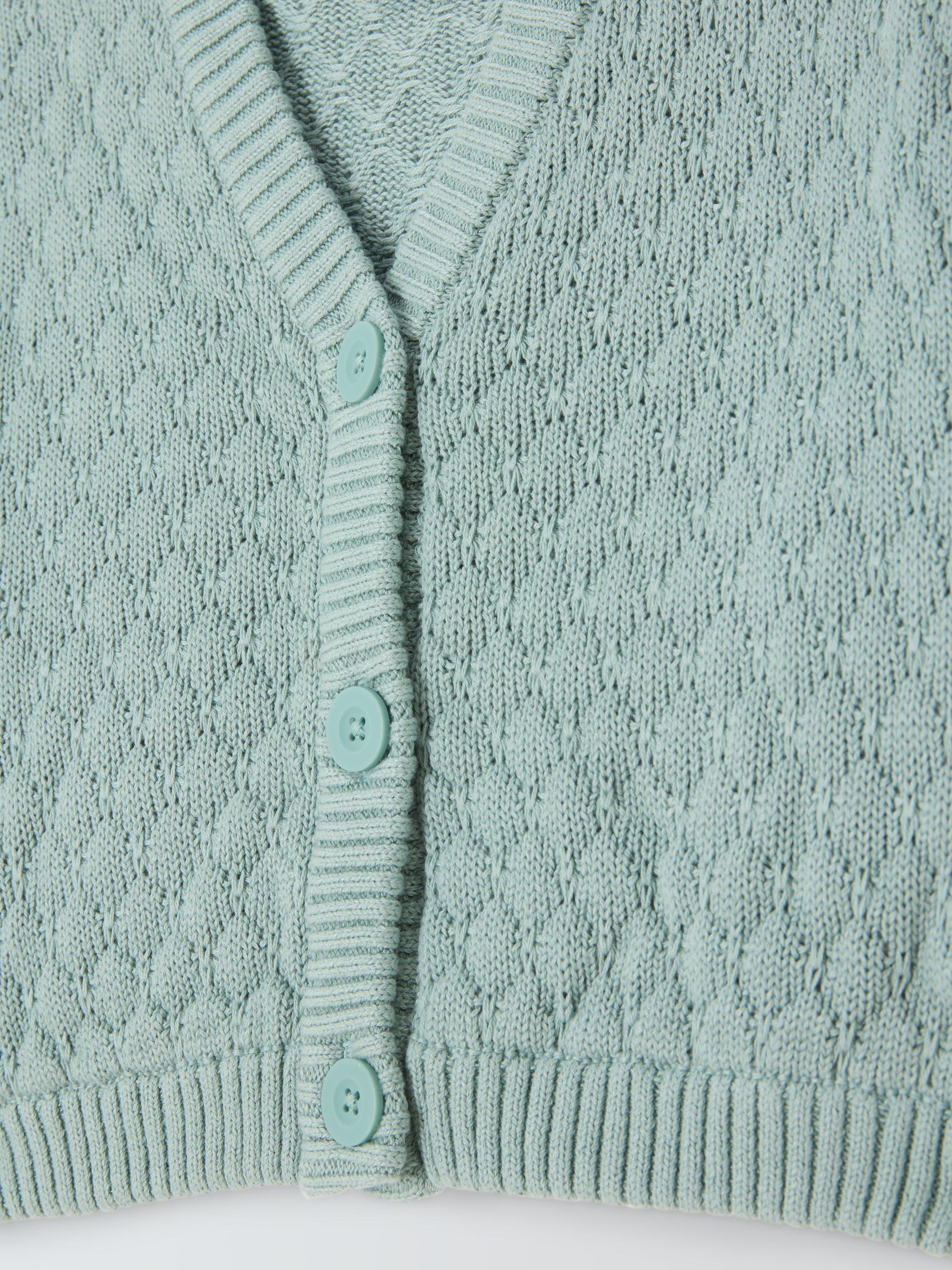 Product image 3 of 3, which shows John Lewis Kids' Popcorn V-Neck Cardigan, Bright Blue, 3 years