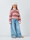 John Lewis Kids' Collar Stripe Jumper, Pink Stripe