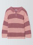 John Lewis Kids' Collar Stripe Jumper, Pink Stripe