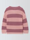 John Lewis Kids' Collar Stripe Jumper, Pink Stripe