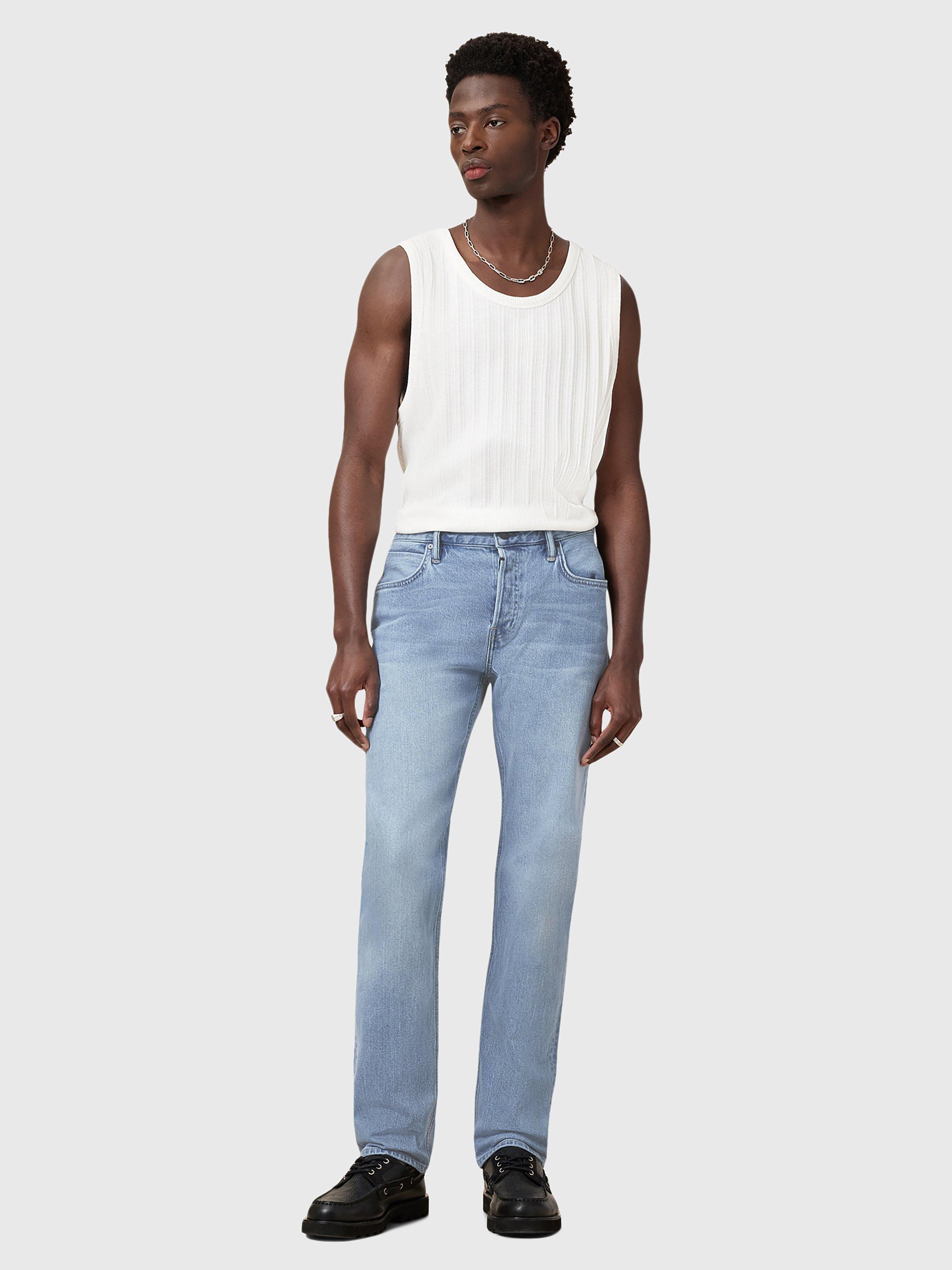 Product image 10 of 10, which shows AllSaints Iggy Slim Fit Jeans, Pale Indigo Blue, W32/L30
